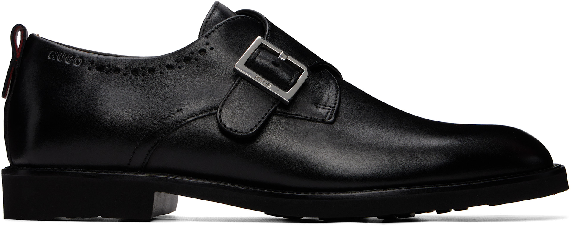 Hugo: ブラック Brogue Details レザー モンクストラップ | SSENSE 日本