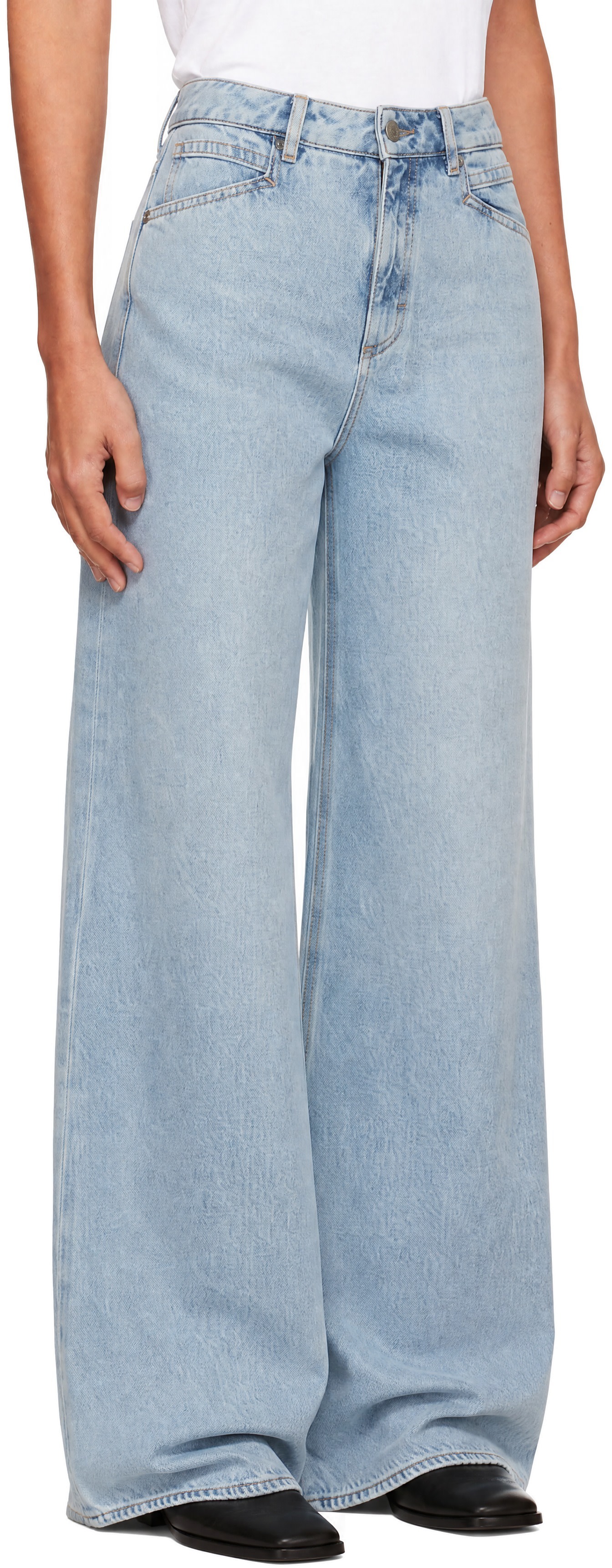 Boss - Jean ample bleu à taille mi-haute