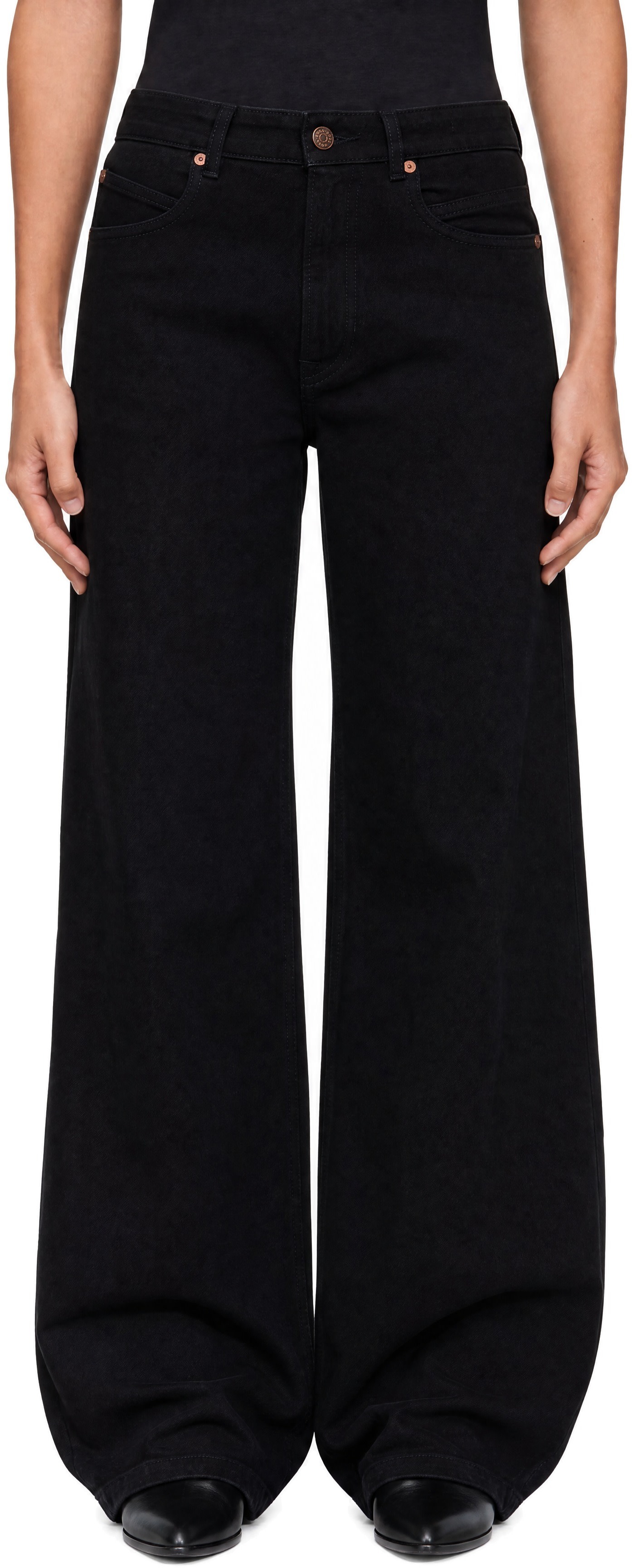 Boss - Jean ample noir à taille haute