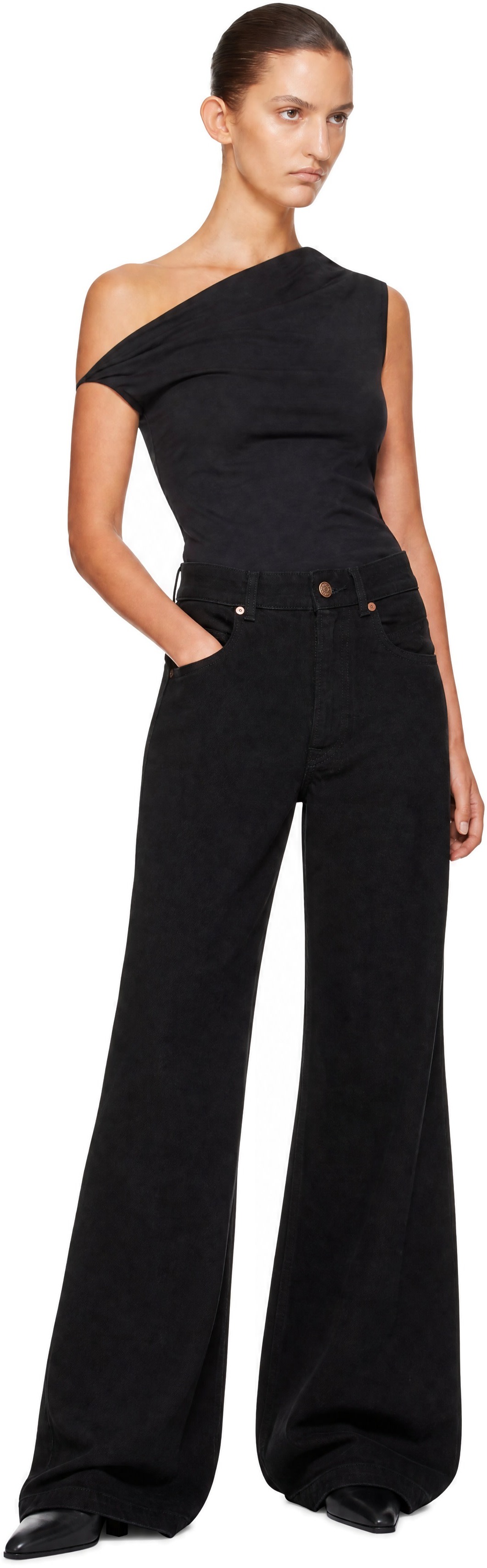 Boss - Jean ample noir à taille haute