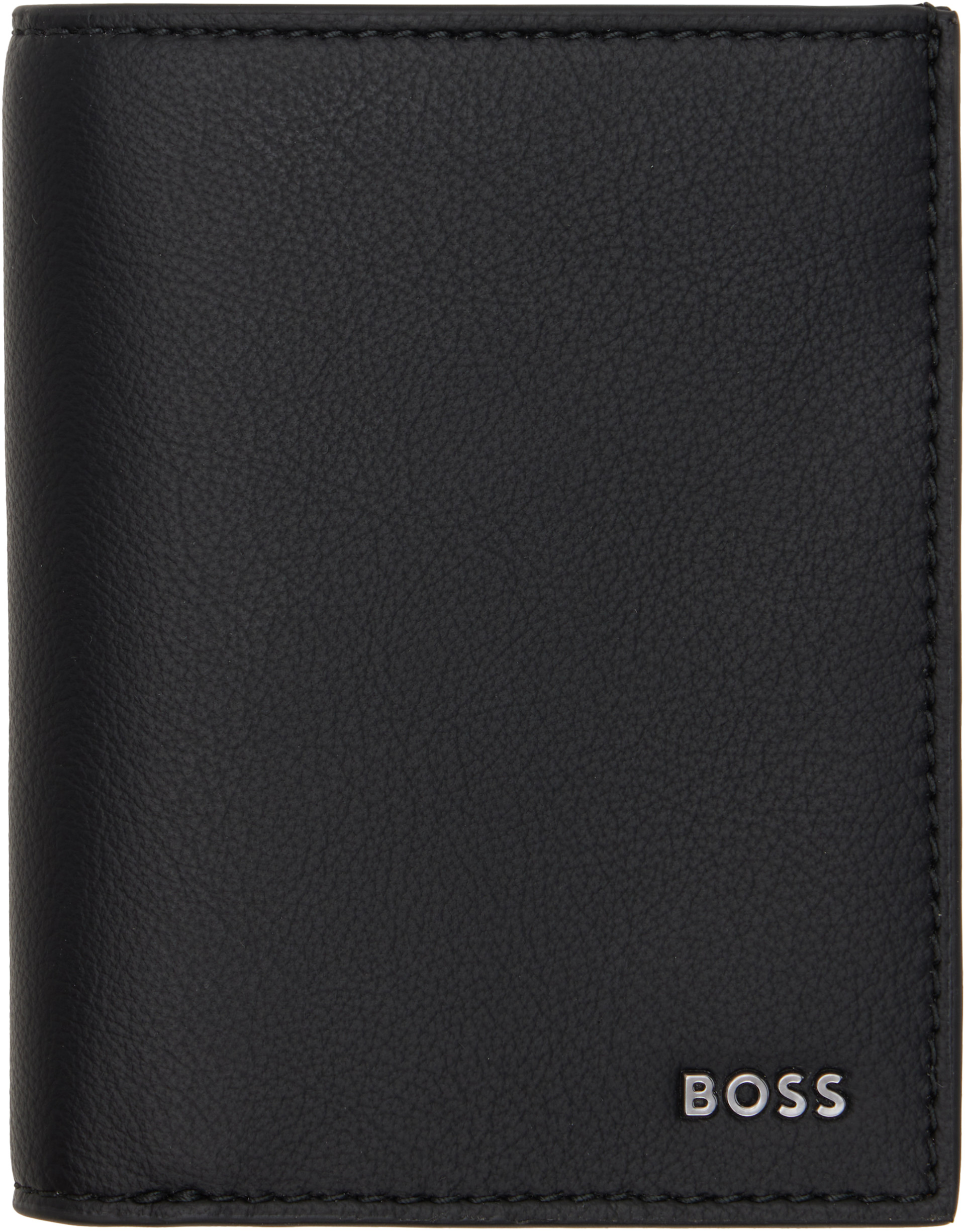 BOSS: ブラック フェイクレザー ロゴ カードケース | SSENSE 日本