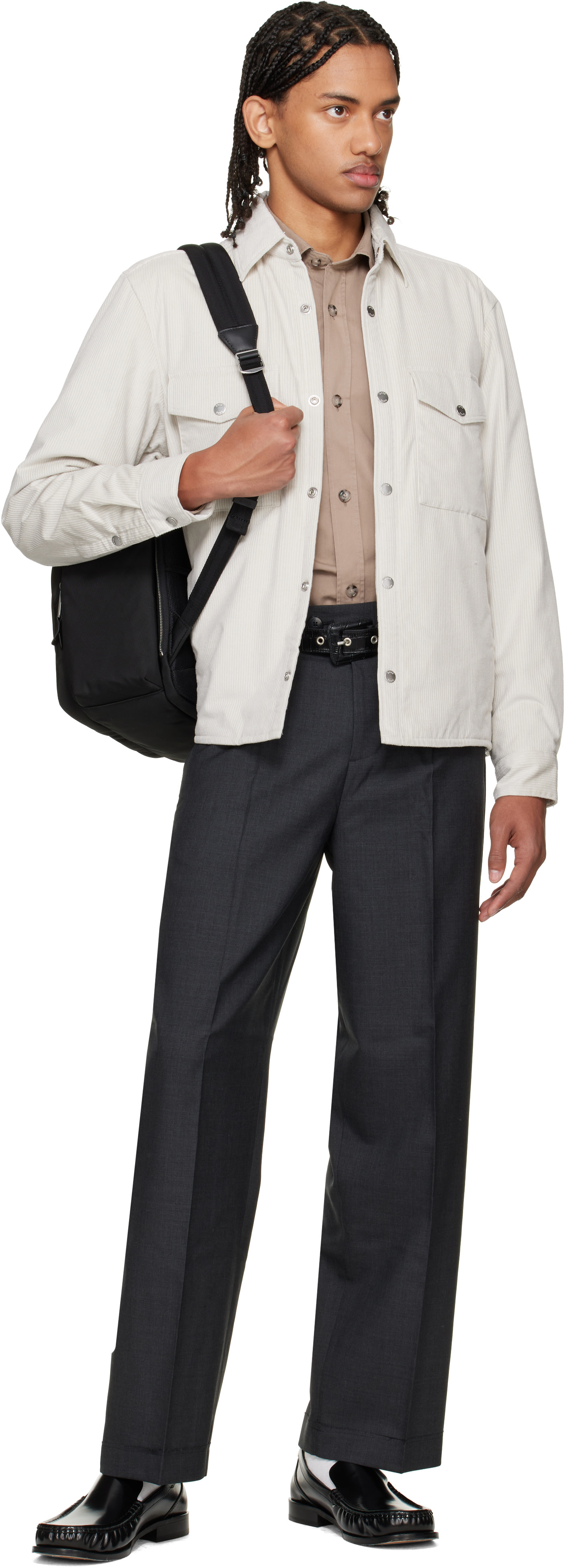 BOSS - Black Multi-Pocket Leather Trim Backpack