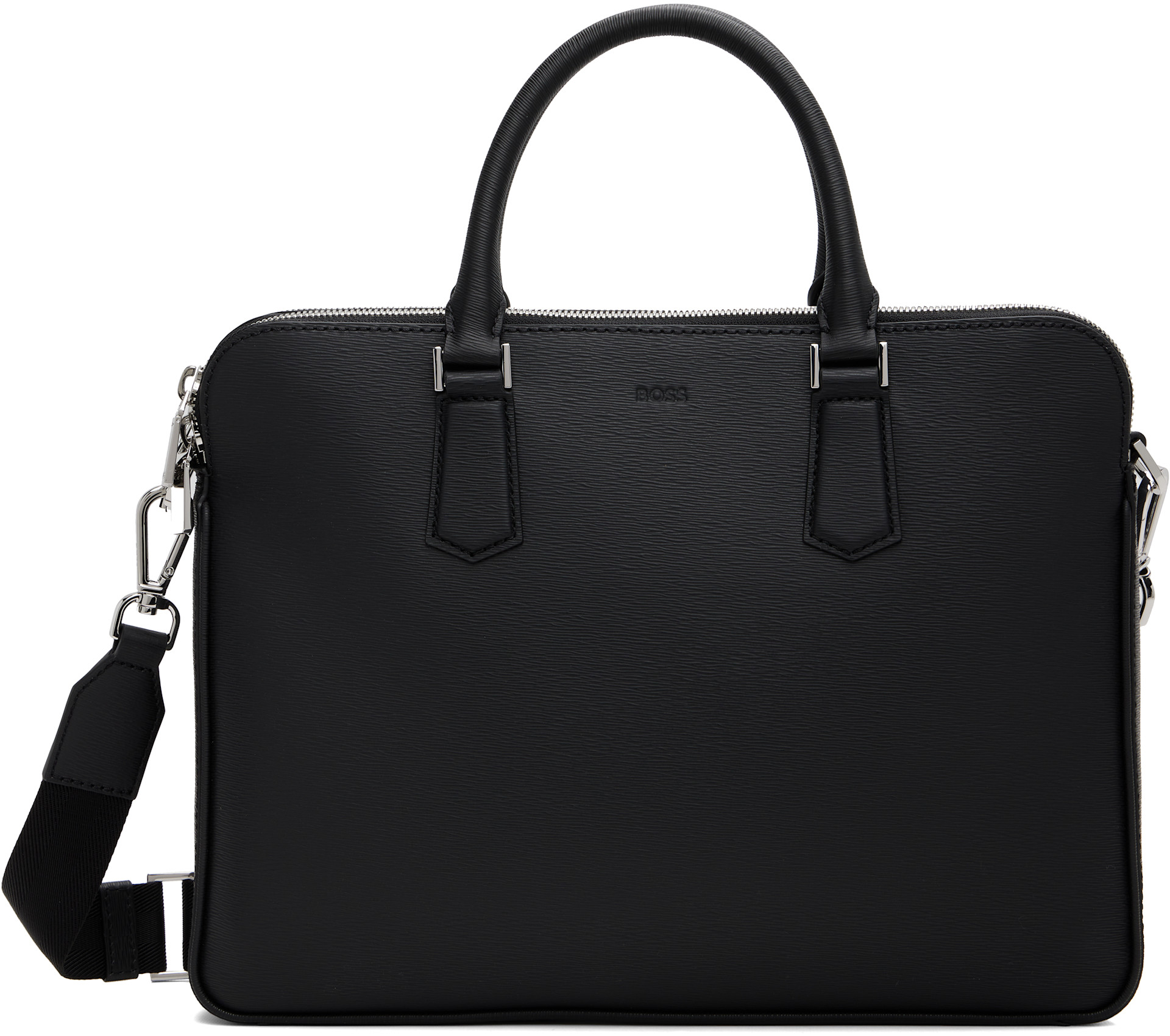 BOSS - Black Embossed Logo Document Briefcase