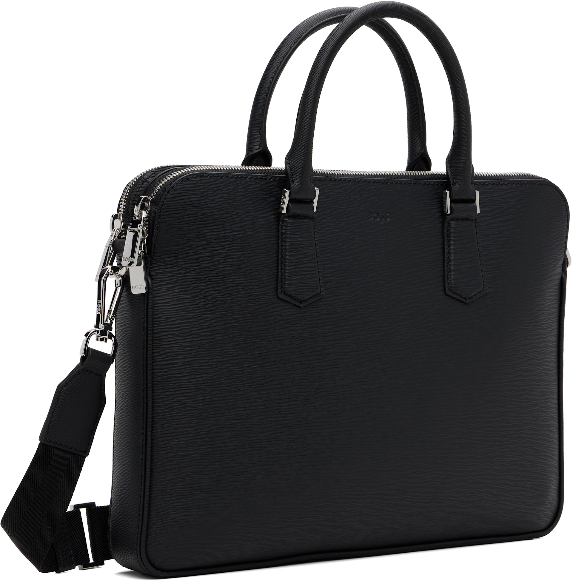 BOSS - Black Embossed Logo Document Briefcase