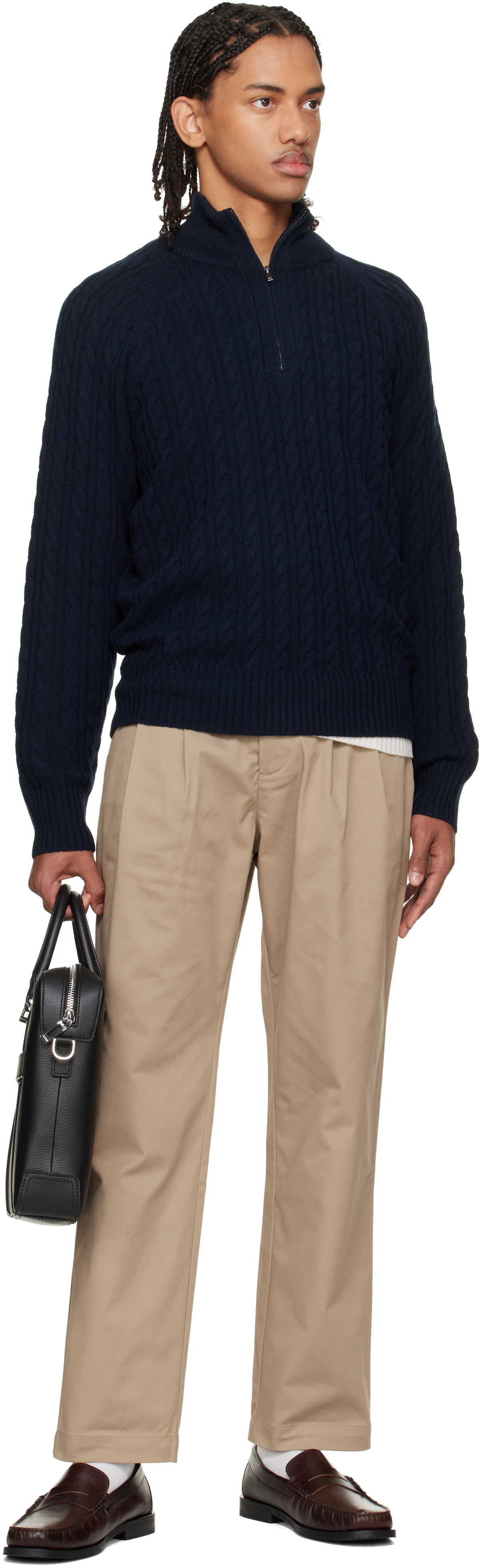 BOSS - ブラック Structured-Leather Double Handles ドキュメントケース