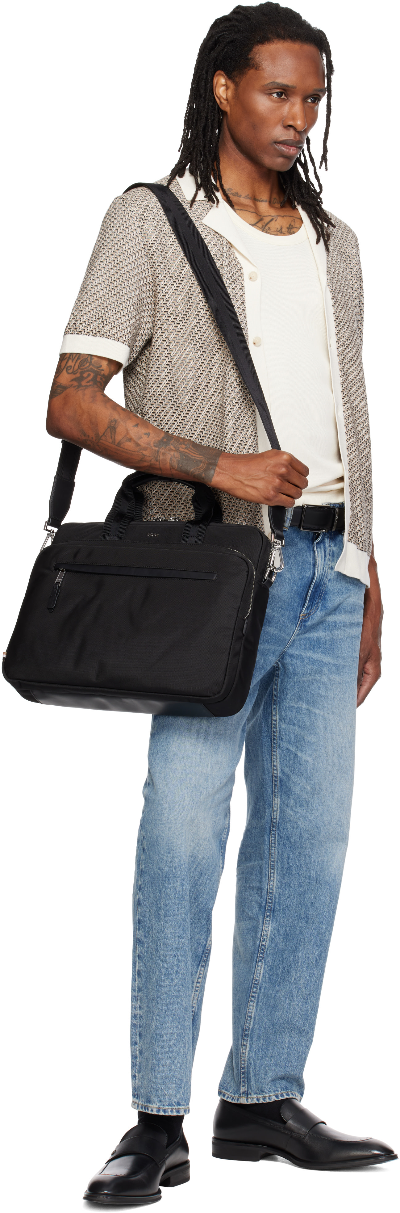 BOSS - Black Removable Shoulder Strap Document Briefcase