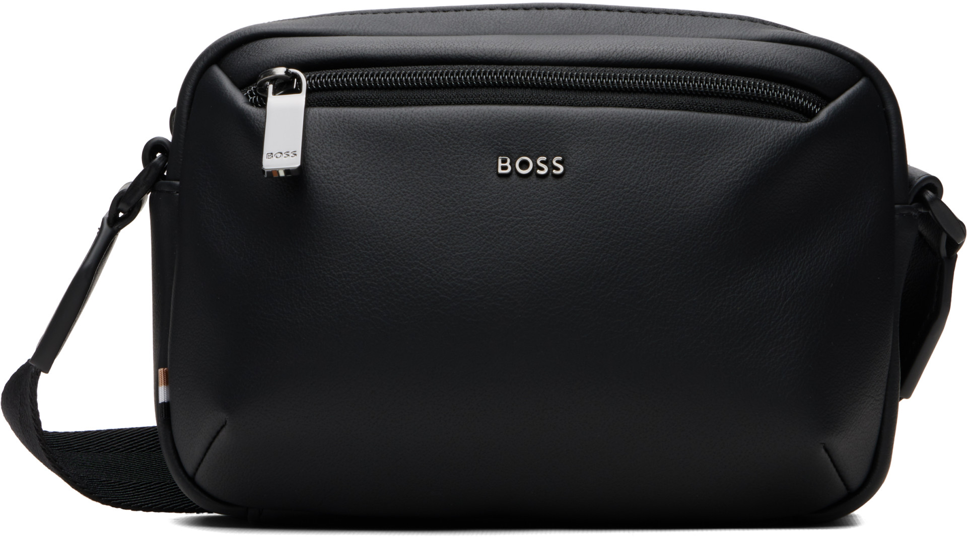 BOSS ブラック ボディバッグ BOSS: ブラック フェイク グレインレザー クロスボディバッグ | SSENSE