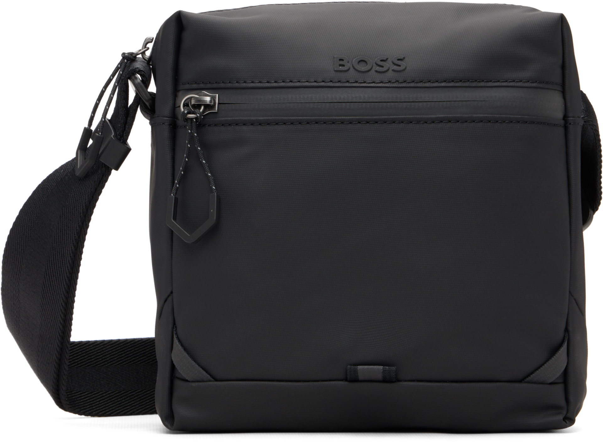 BOSS: Black Faux-Leather Reporter Bag | SSENSE
