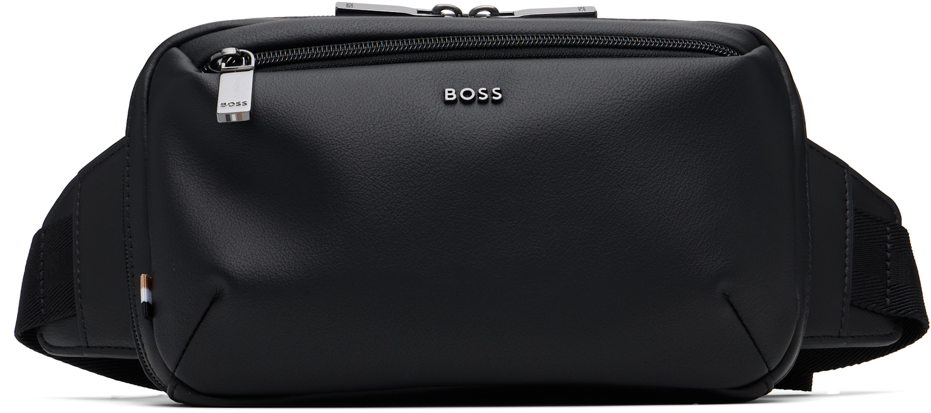BOSS: ブラック フェイク グレインレザー ベルトバッグ | SSENSE 日本