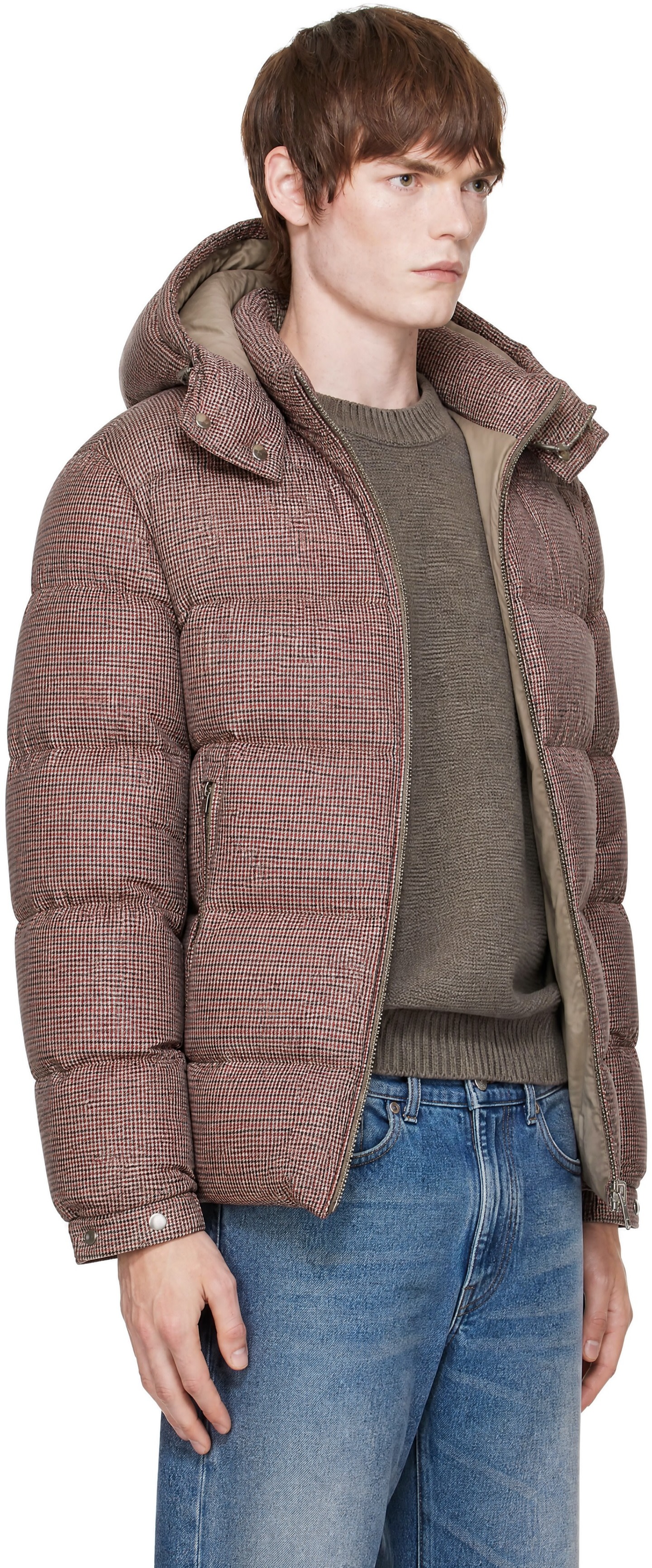 BOSS - Brown Houndstooth Puffer Jacket