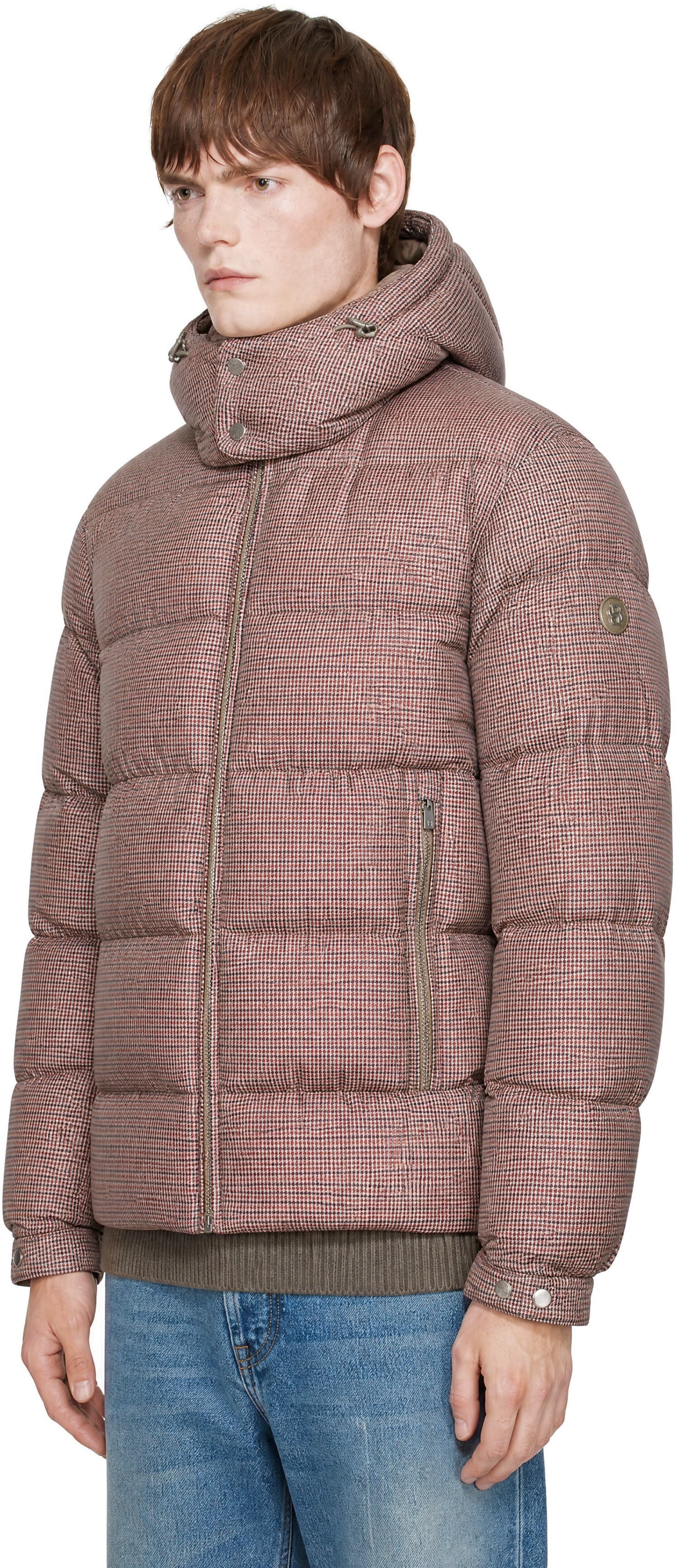 BOSS - Brown Houndstooth Puffer Jacket
