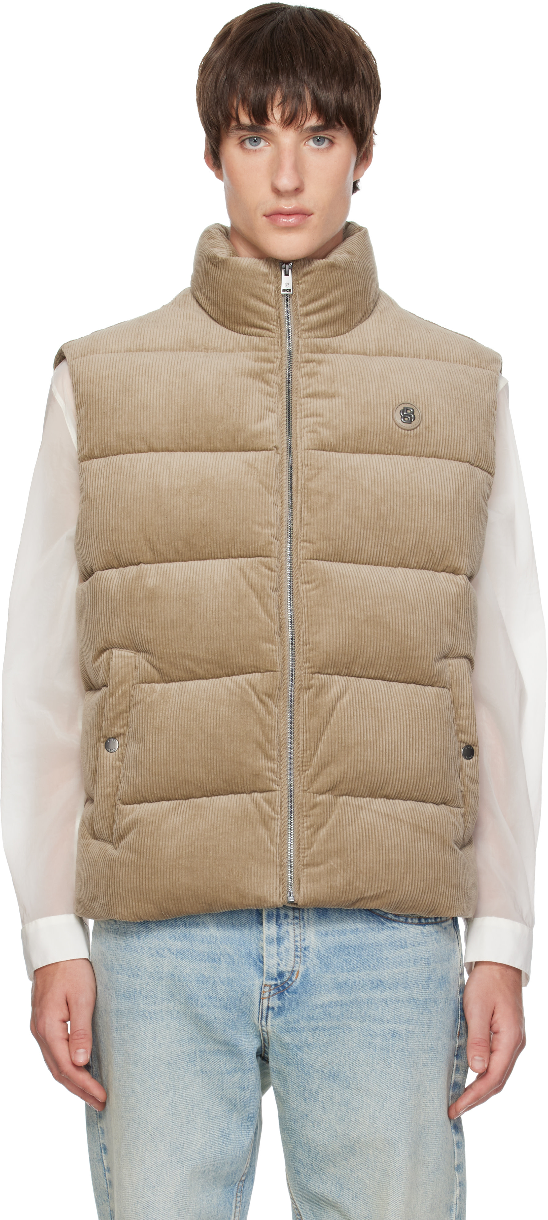 ジャケット・アウター BOSS camel corduroy down vest BOSS: Beige Corduory Puffer Vest | SSENSE