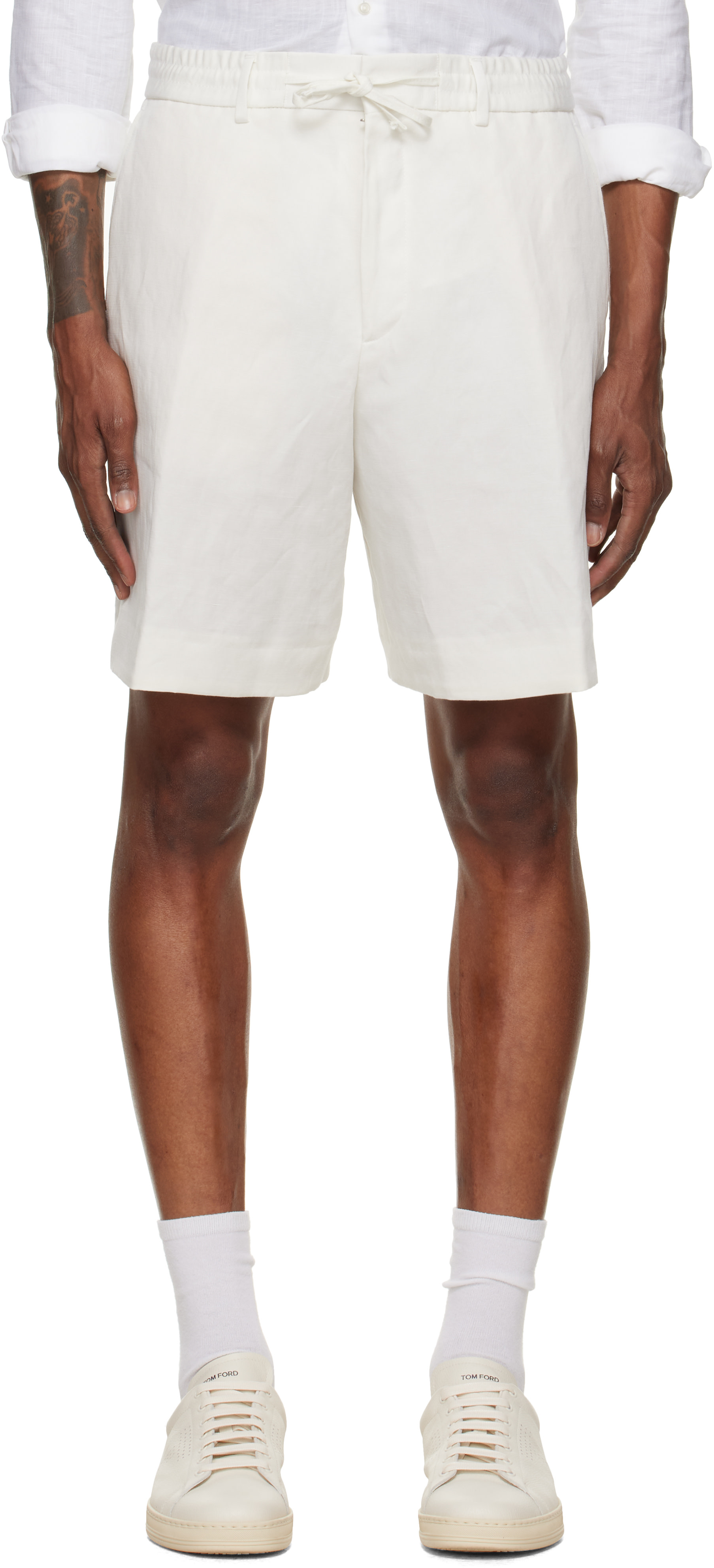 BOSS - Off-White Drawstring Shorts