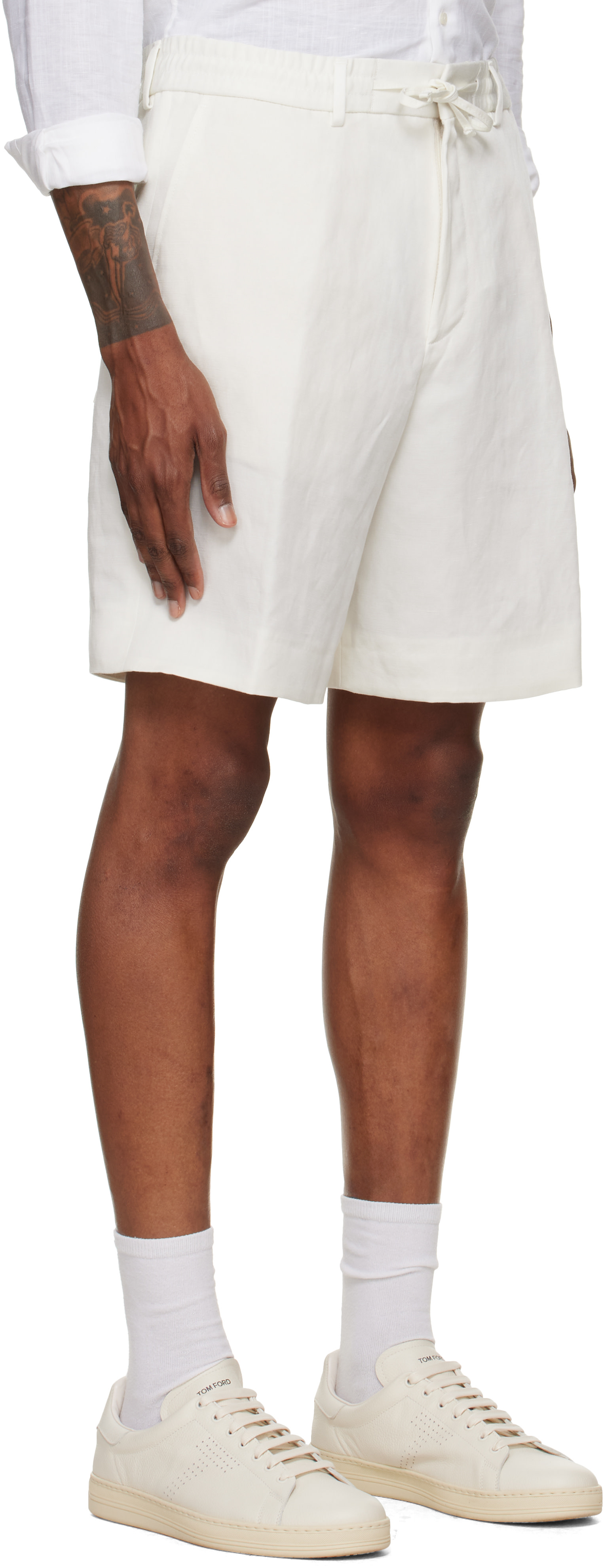 BOSS - Off-White Drawstring Shorts