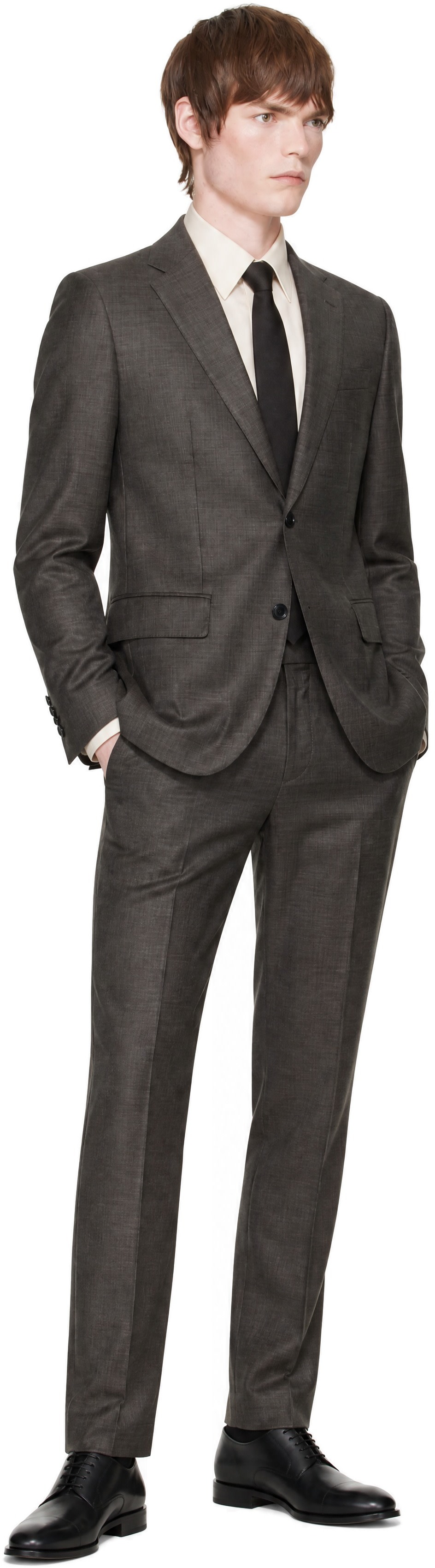 BOSS - Gray Single-Breasted Suit