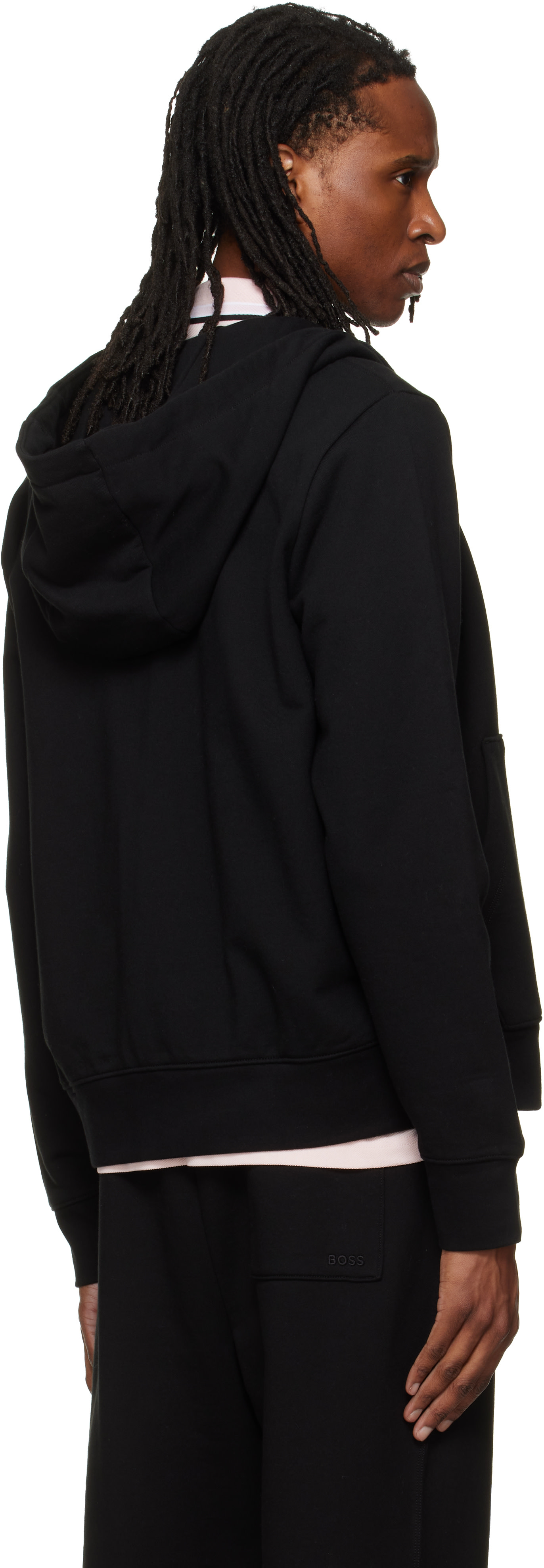 Boss - Pull à capuche noir à logo brodé