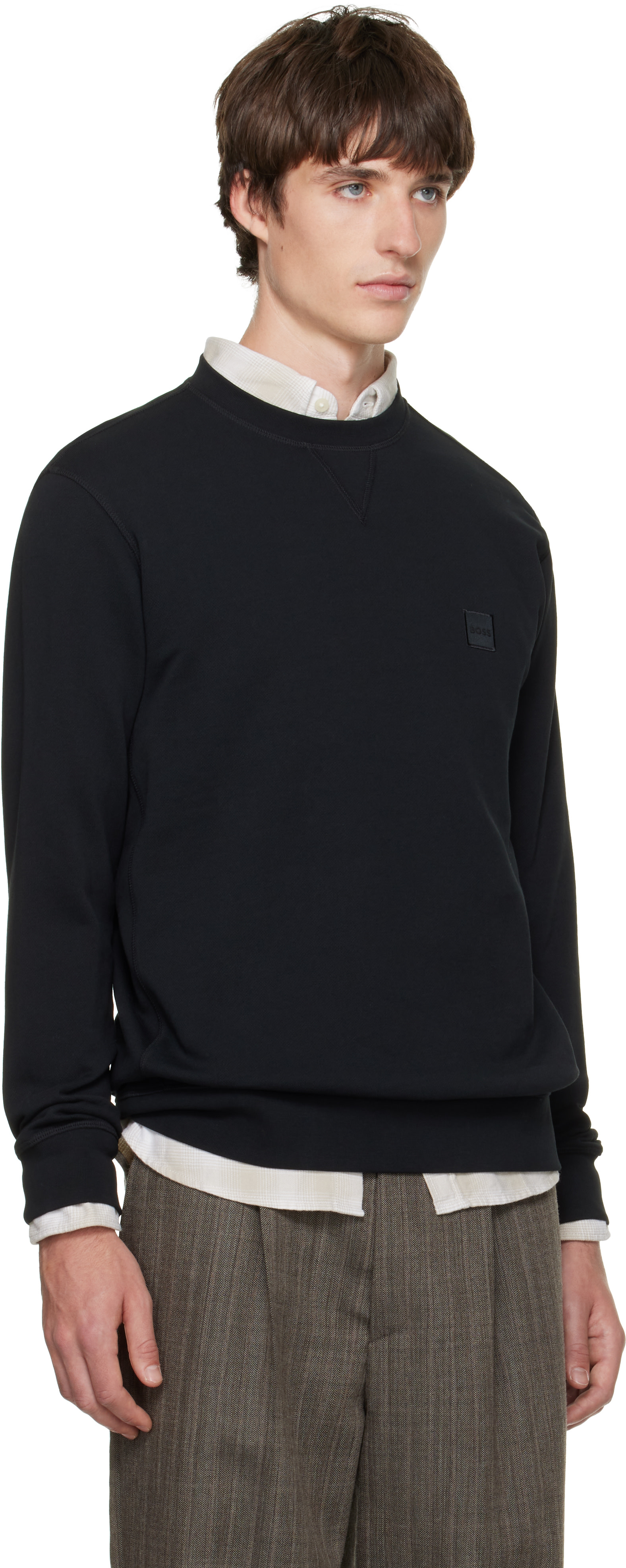 BOSS - Black Logo-Patch Cotton Terry Sweatshirt
