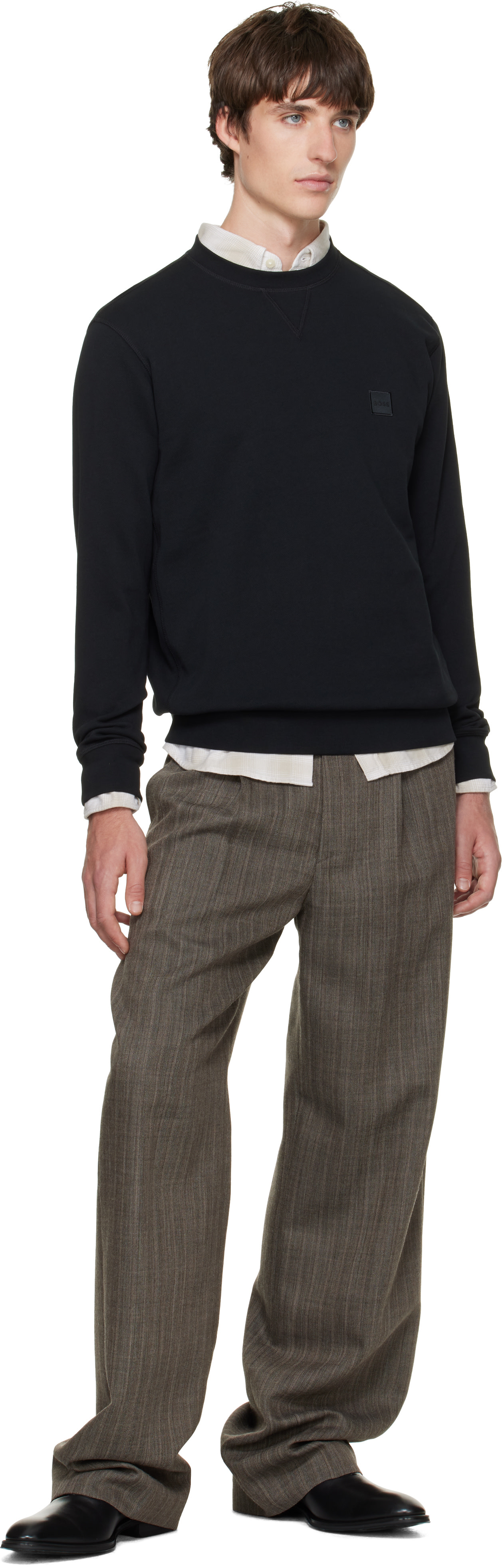 BOSS - Black Logo-Patch Cotton Terry Sweatshirt