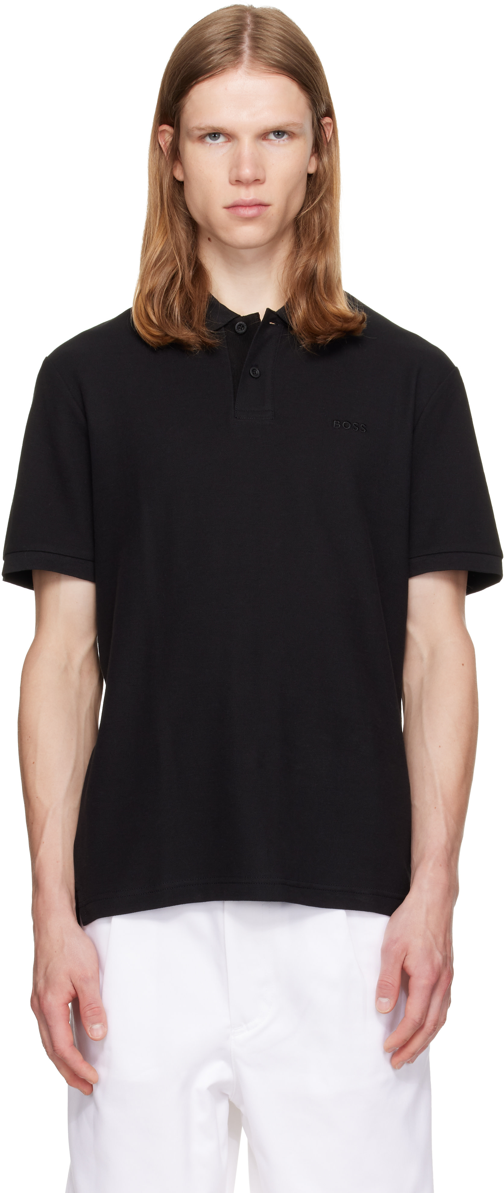 Stone Island: ブラック 2200008 Organic Cotton Piqué Stretch
