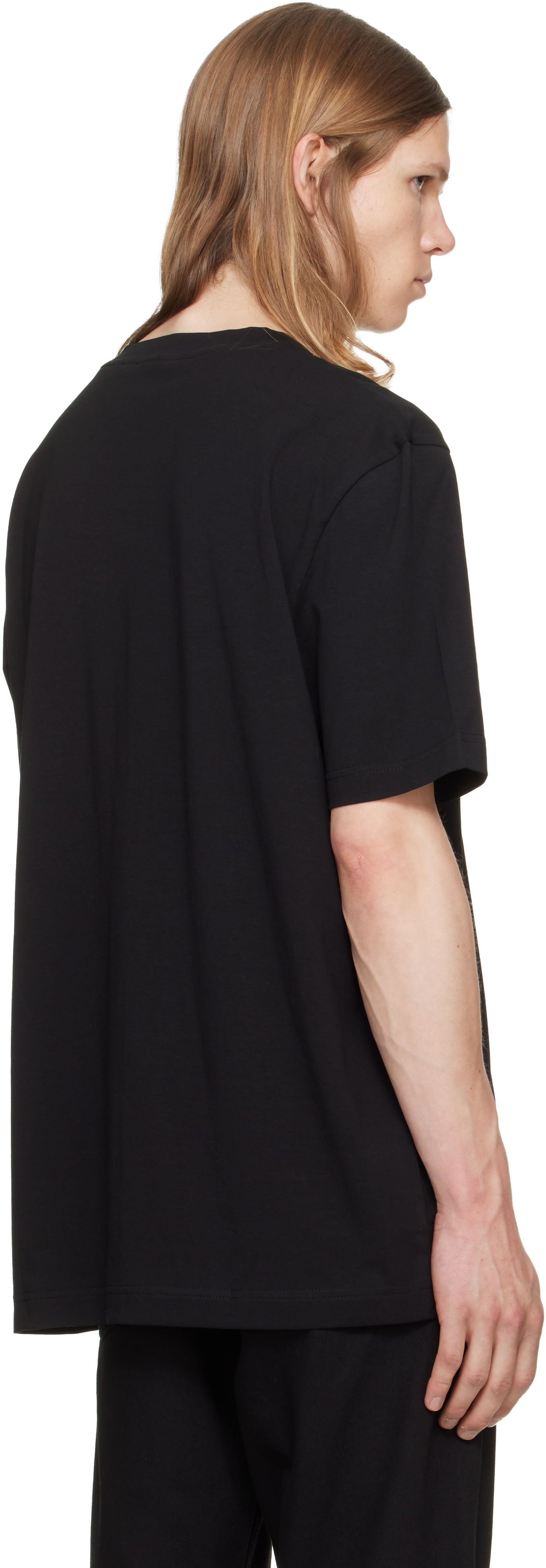 BOSS - Black Stretch-Cotton Contrast Logo T-shirt