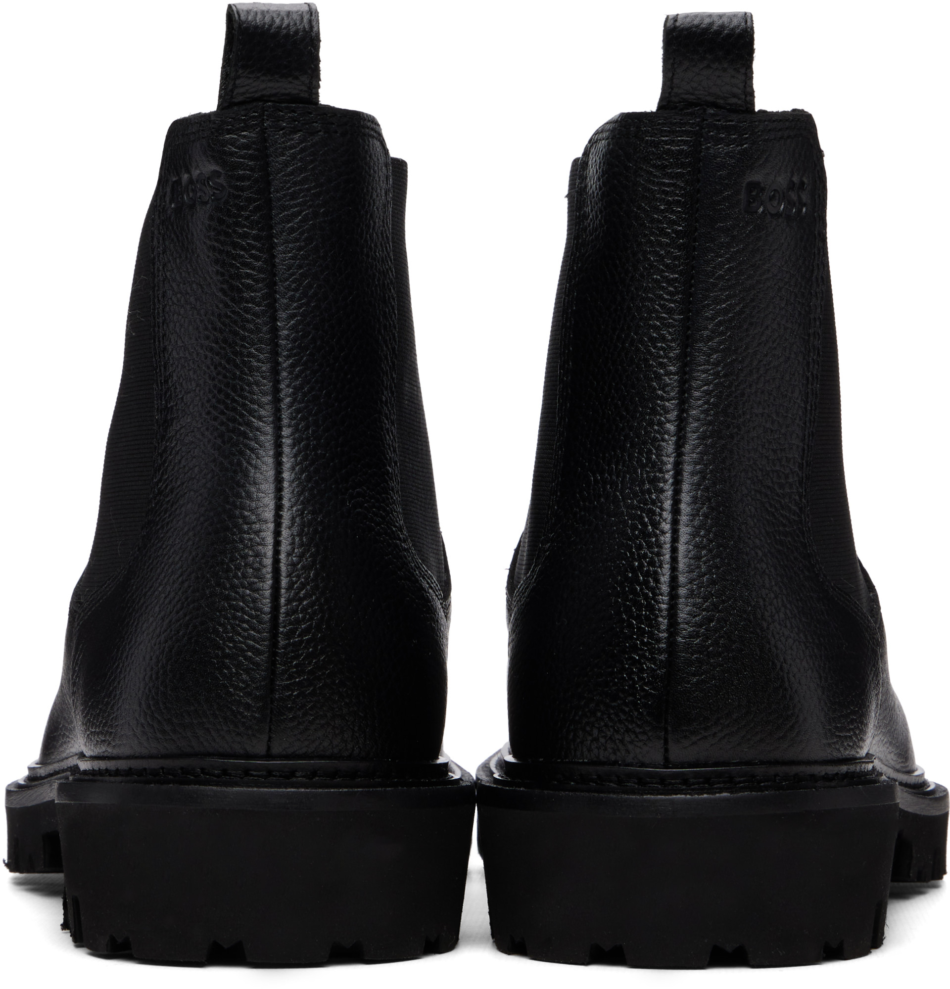 BOSS: Black Grained Leather Chelsea Boots | SSENSE