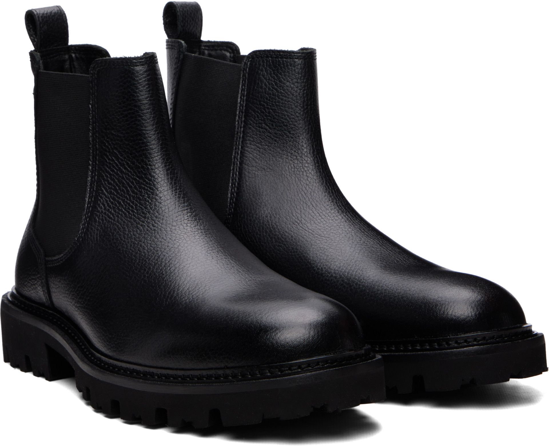 BOSS: Black Grained Leather Chelsea Boots | SSENSE