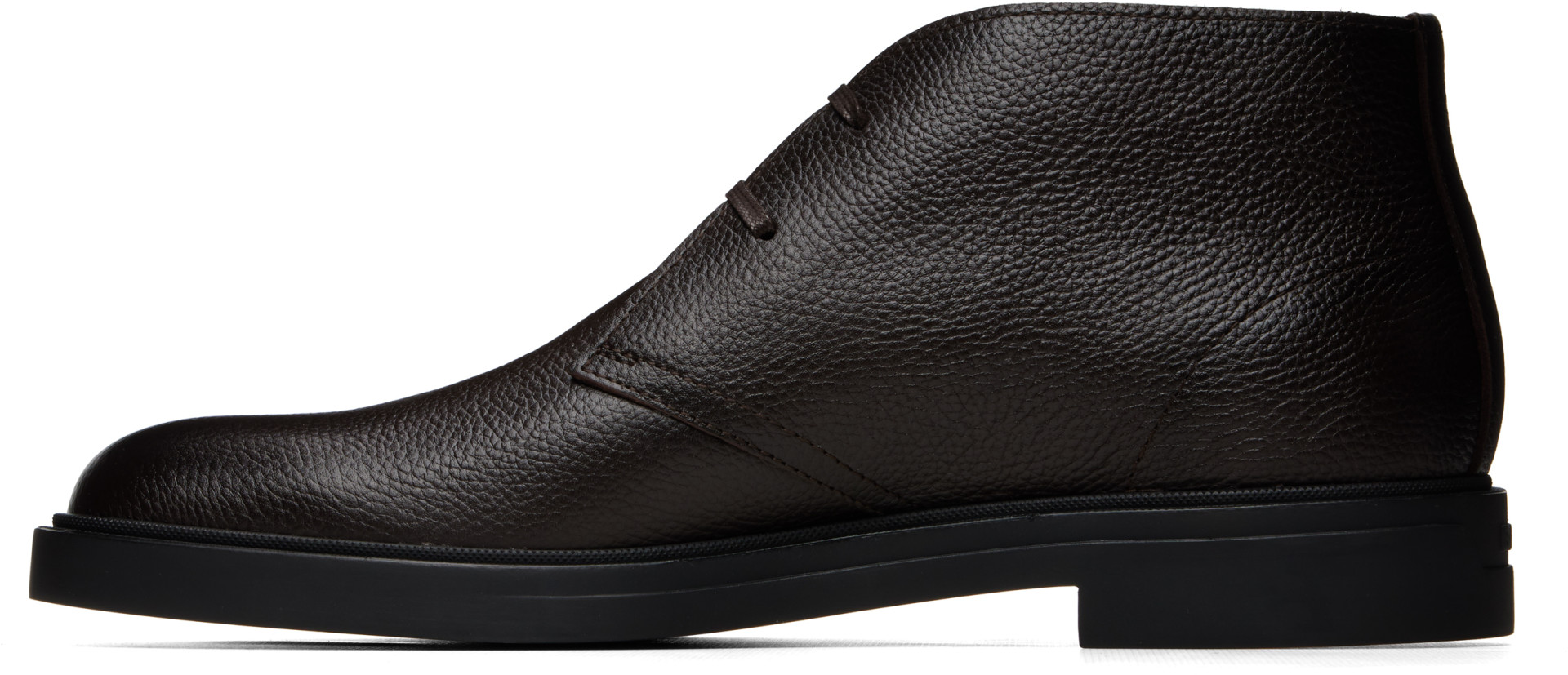 BOSS - Brown Wool-Lined Grained Leather Desert Boots