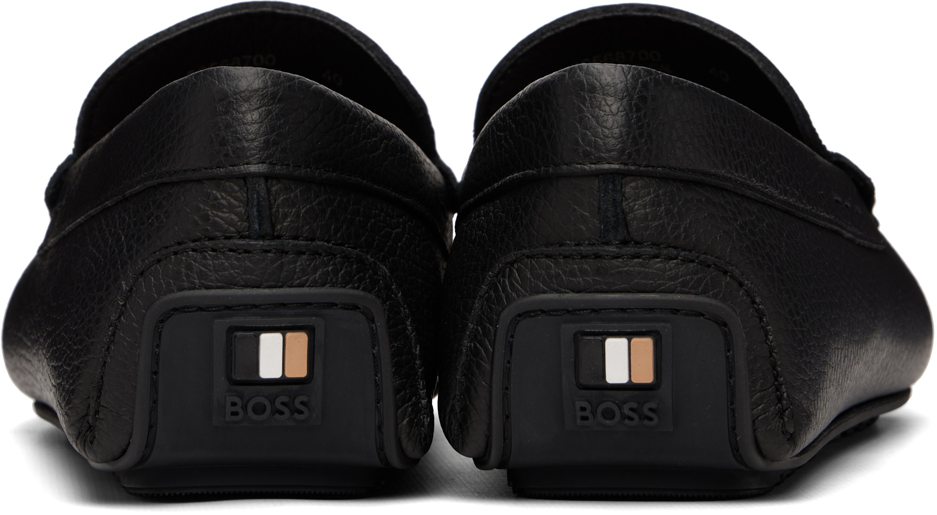 HUGO BOSS × Mercedes Benz ドライビングシューズ 靴 BOSS: ブラック Tumbled-Leather ドライビングシューズ | SSENSE 日本