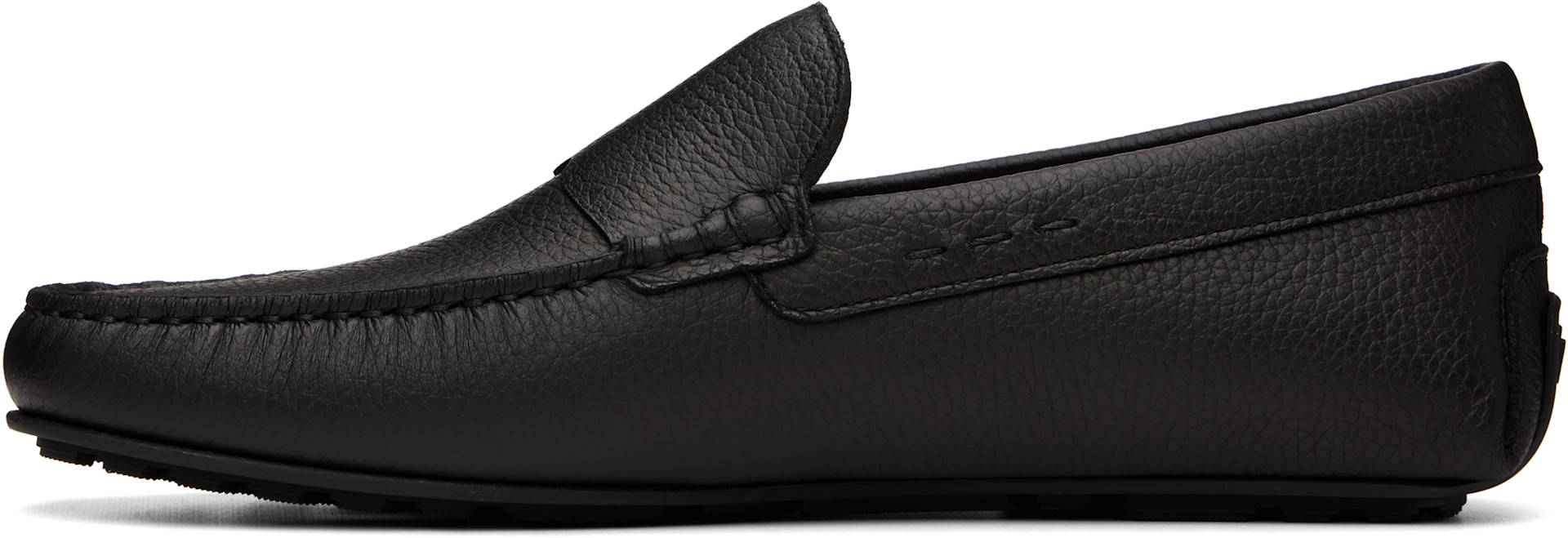 BOSS: ブラック Tumbled-Leather ドライビングシューズ | SSENSE 日本