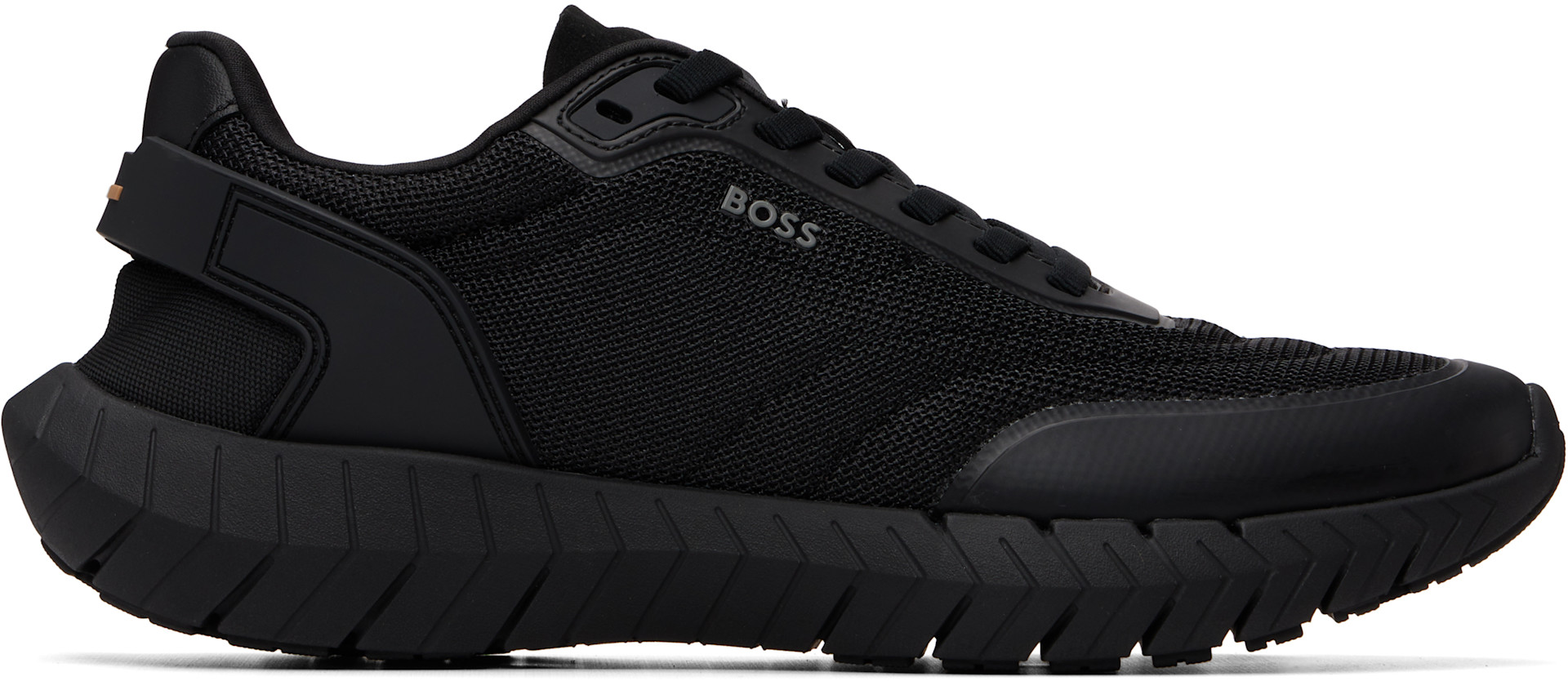 BOSS - Black Leather Trims Running Sneakers