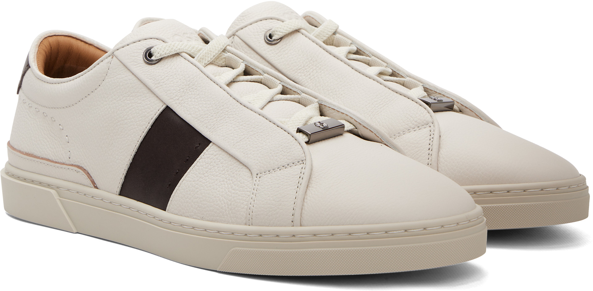 Boss - Baskets Gary blanches en cuir