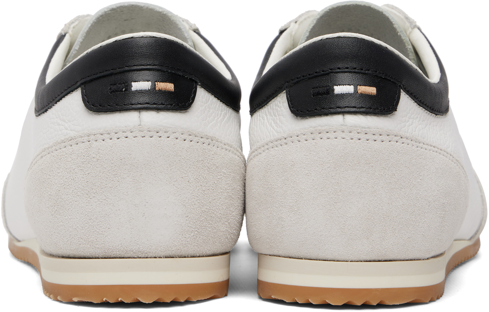 BOSS ホワイト スニーカー BOSS: ホワイト Leather & Suede Trim スニーカー | SSENSE 日本