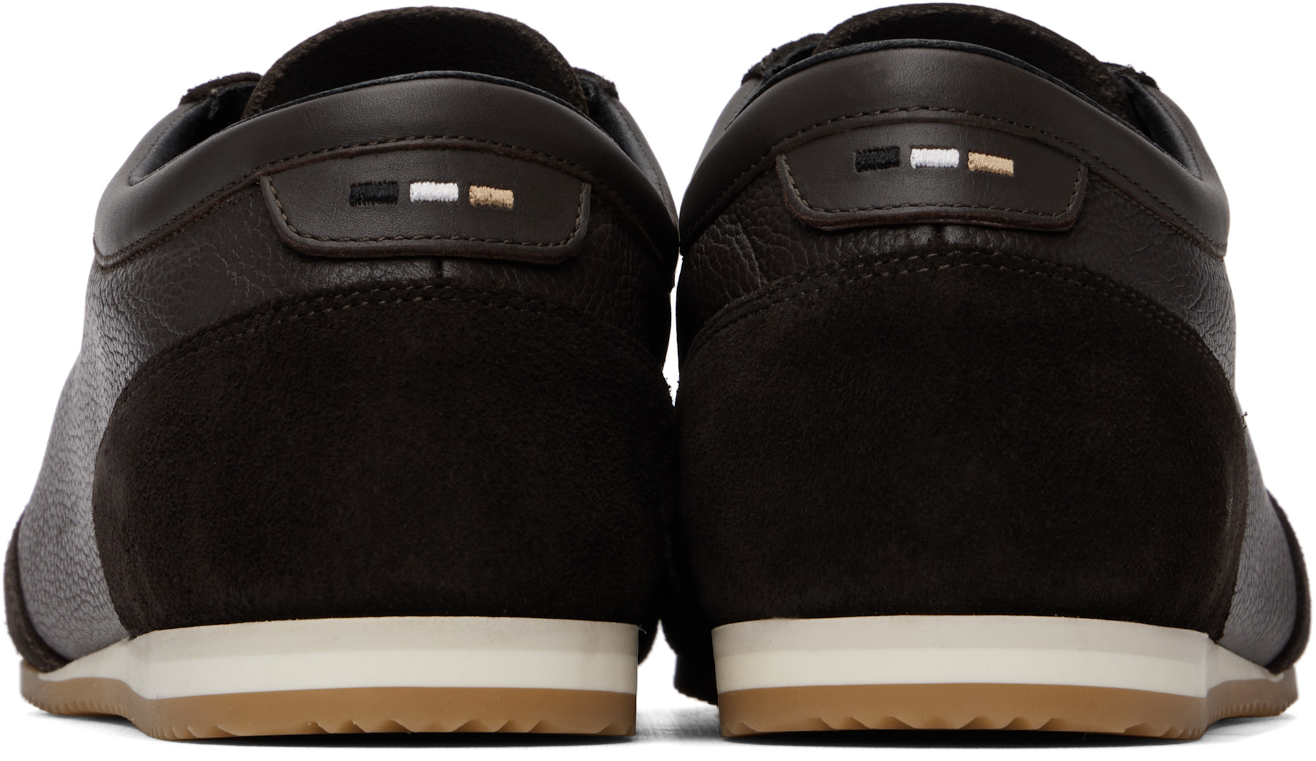 BOSS - Brown Suede Trim Leather Sneakers