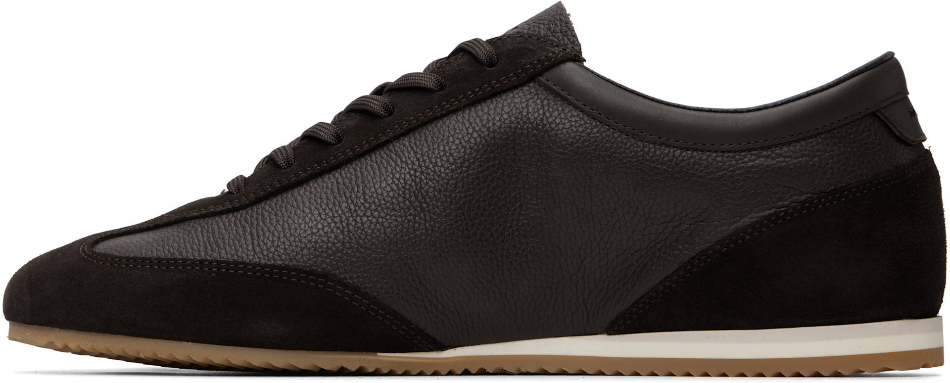 BOSS - Brown Suede Trim Leather Sneakers