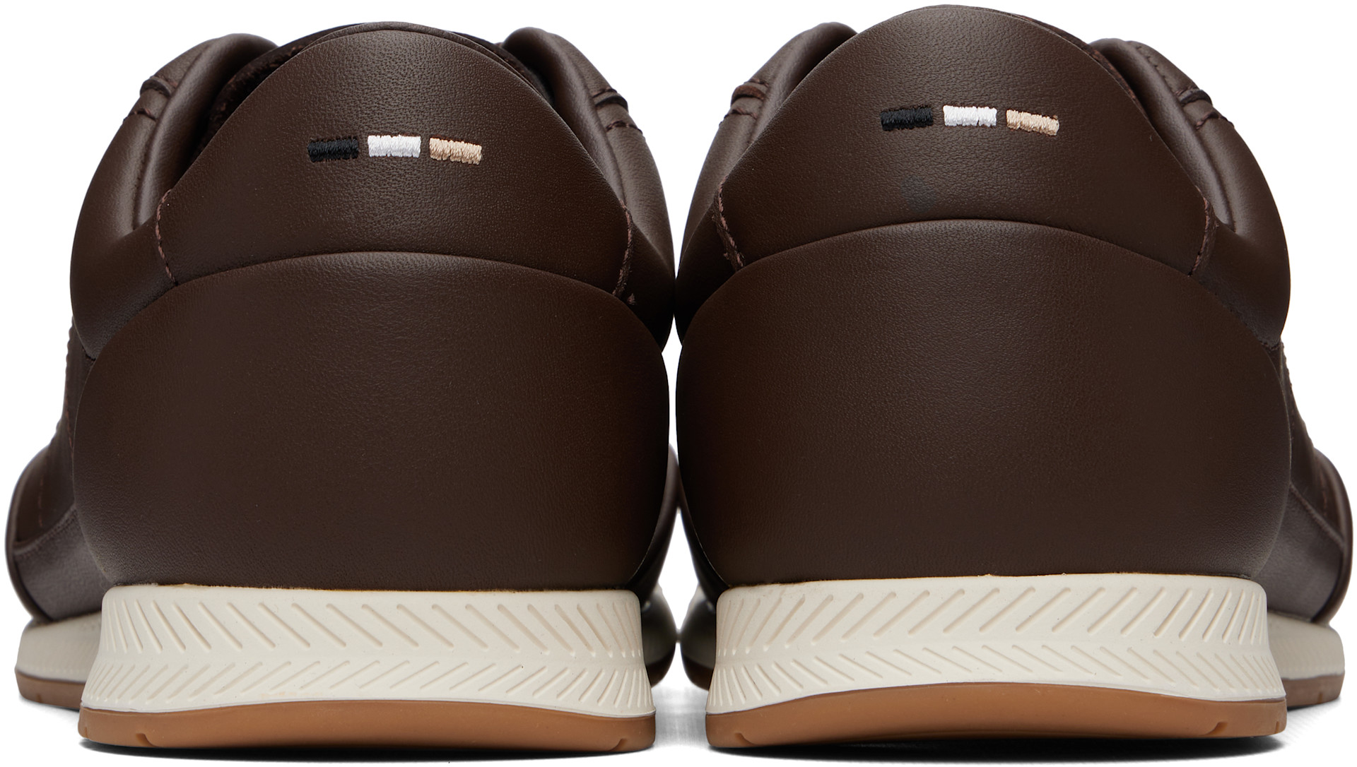BOSS: Brown Foil Logo Leather Sneakers | SSENSE