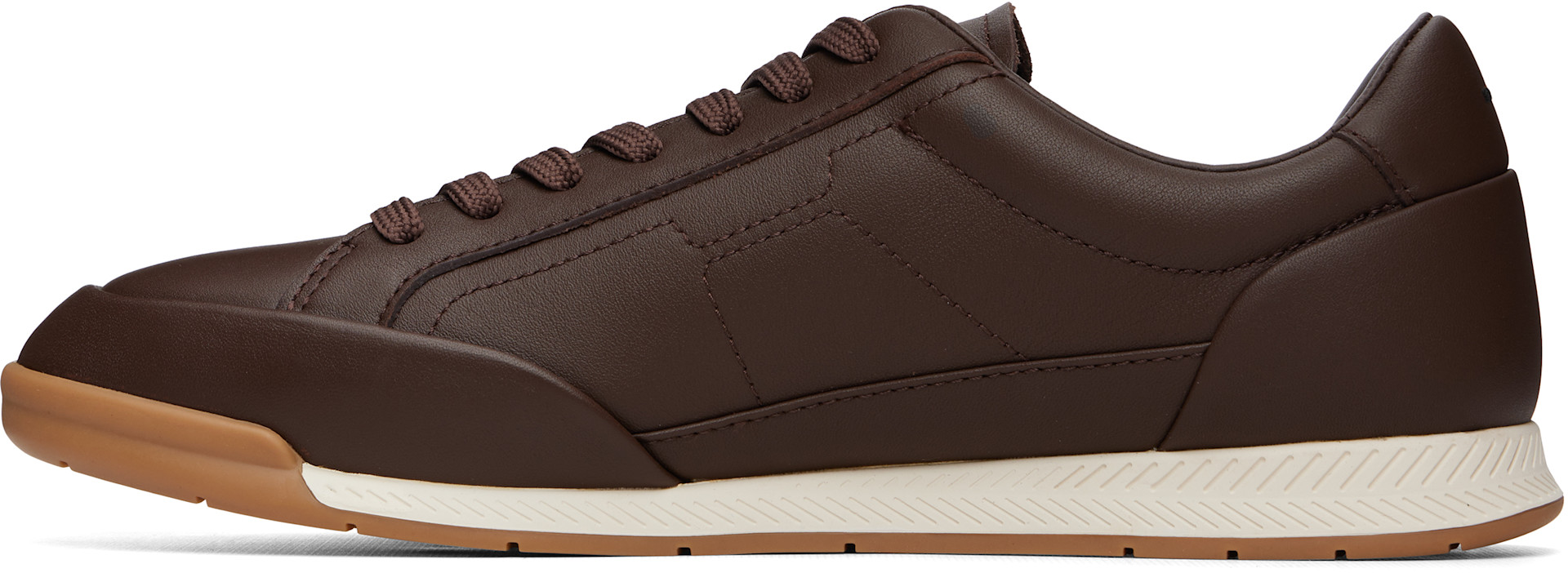 BOSS: Brown Foil Logo Leather Sneakers | SSENSE