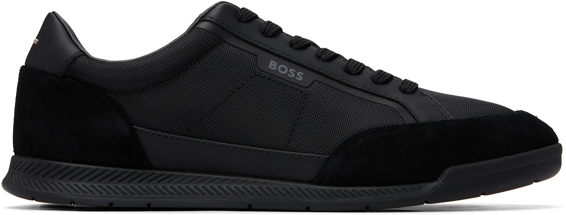 Boss - Baskets noires à garnitures en suède