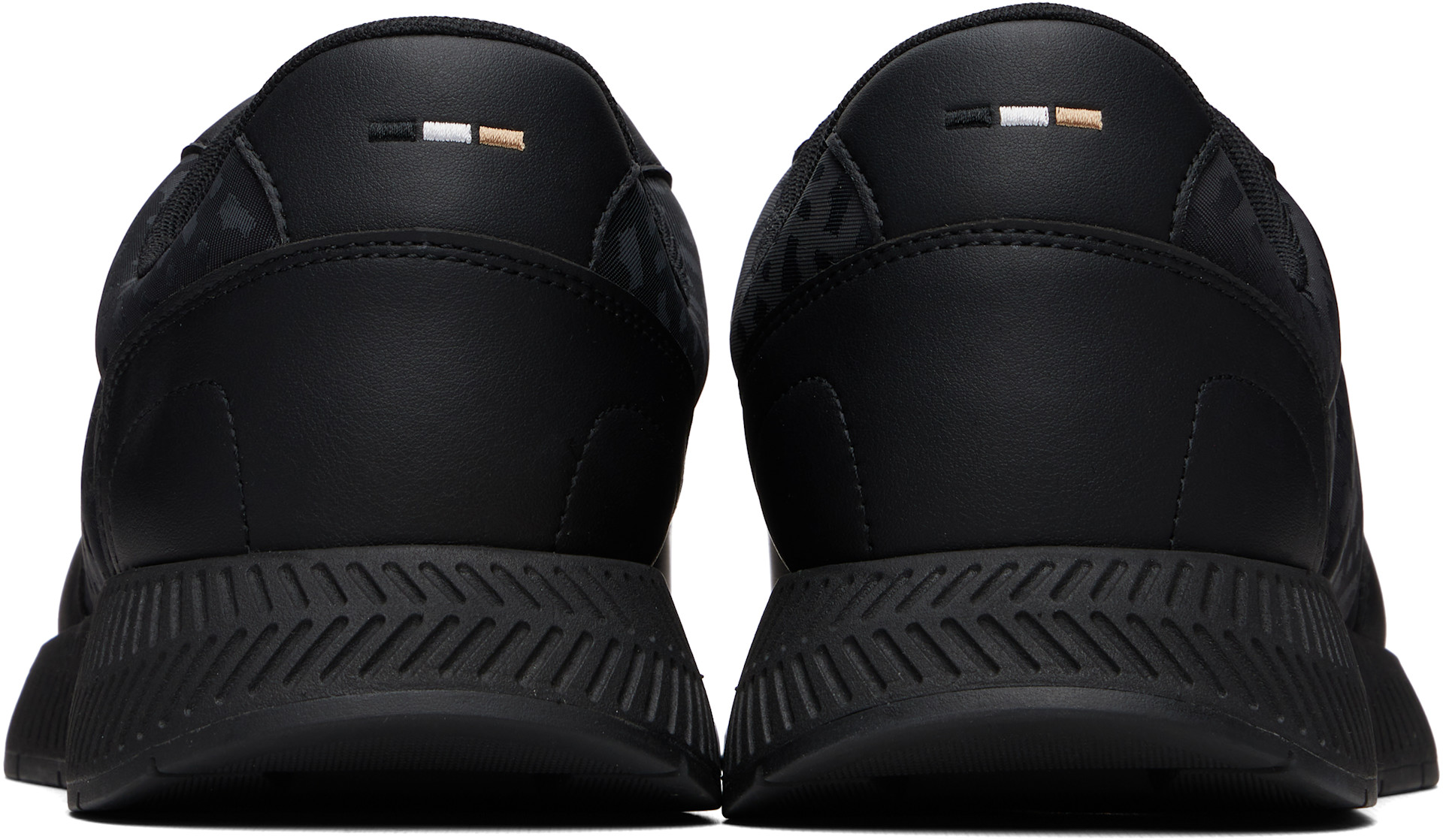 BOSS: Black Buffed Leather & Canvas Sneakers | SSENSE