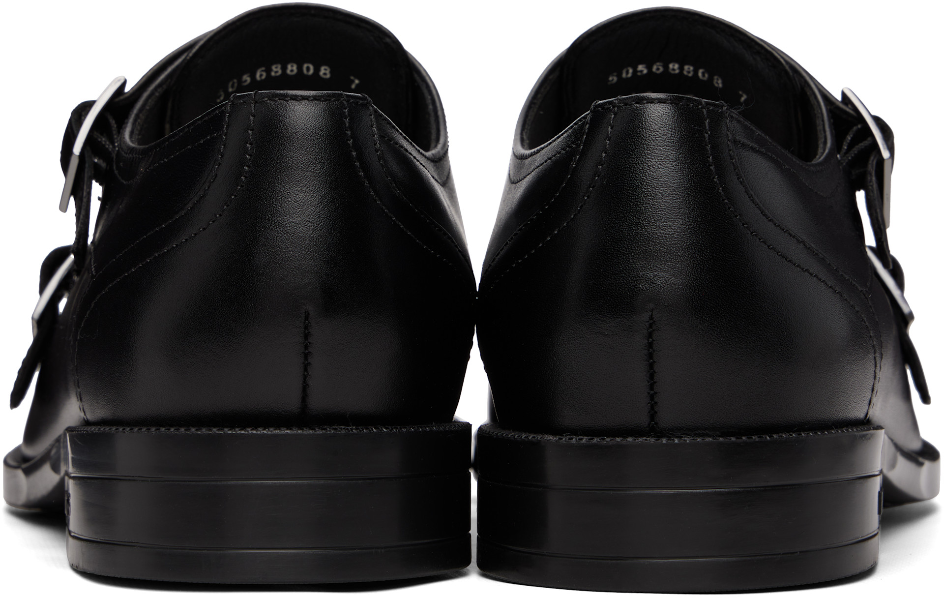 BOSS: ブラック レザー ダブルストラップ モンクストラップ | SSENSE 日本
