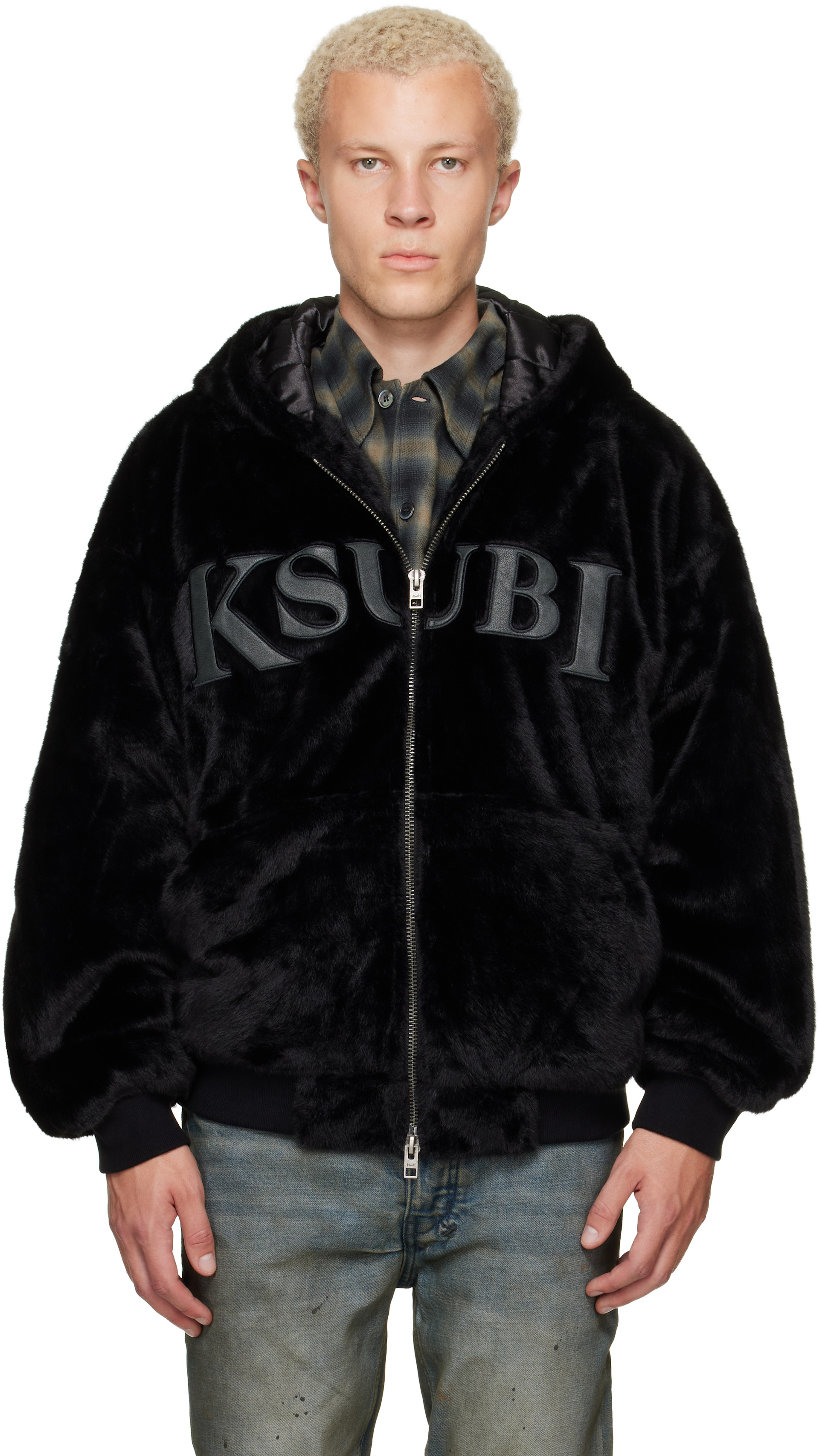 Ksubi: ブラック Walkout フェイクファー フード付きジャケット 