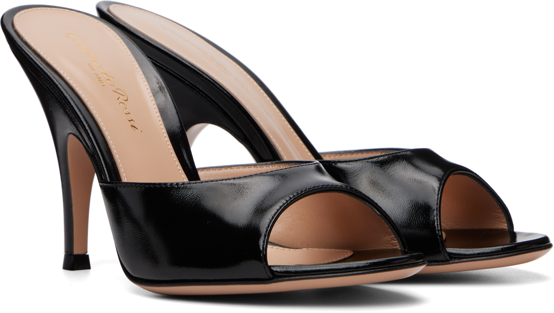 【美品】Gianvito Rossi ミュール ハイヒール 38サイズ Gianvito Rossi: Black Sofia Mule 95 Heeled Sandals | SSENSE