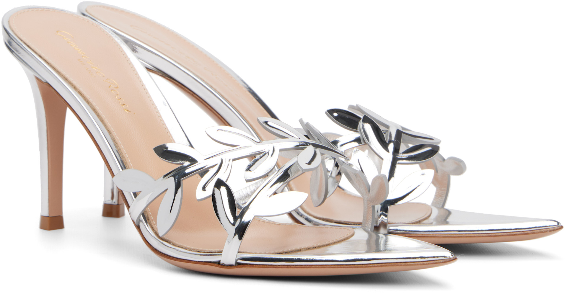 Gianvito Rossi: Silver Flavia Heeled Sandals | SSENSE Argentina
