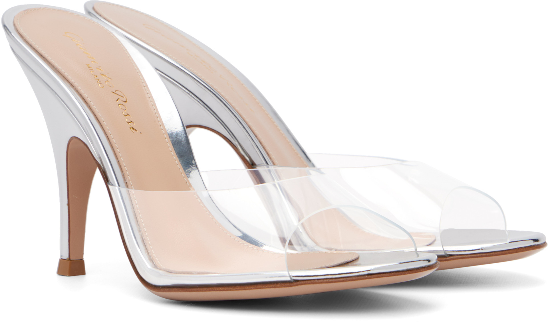 Gianvito Rossi - Sandales à talon de style mule Sofia 95 argentées