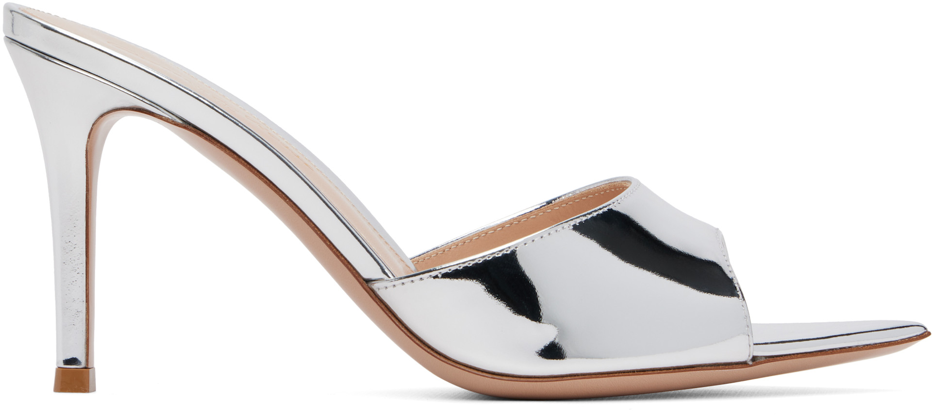 Gianvito Rossi: Silver Elle 85 Heeled Sandals | SSENSE Canada