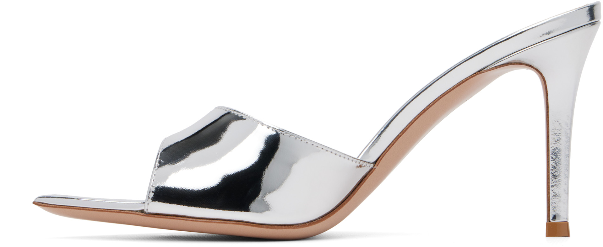 Gianvito Rossi: Silver Elle 85 Heeled Sandals | SSENSE