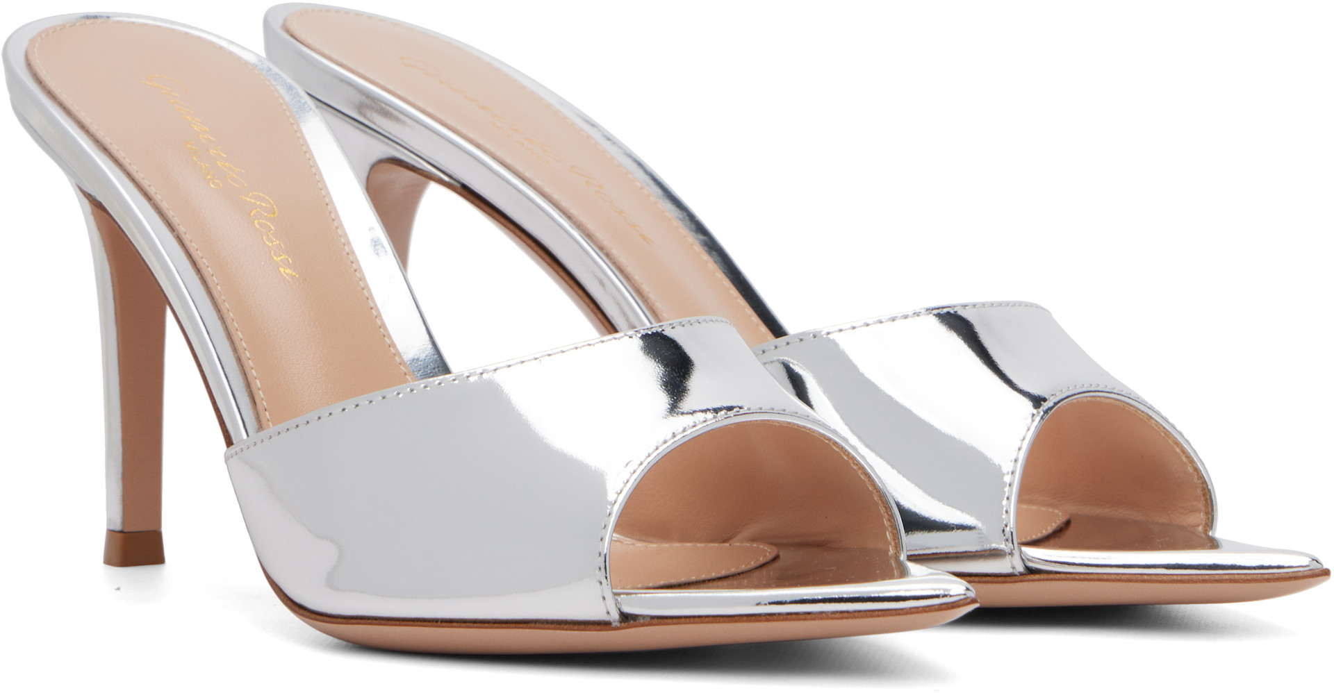 Gianvito Rossi: Silver Elle 85 Heeled Sandals | SSENSE