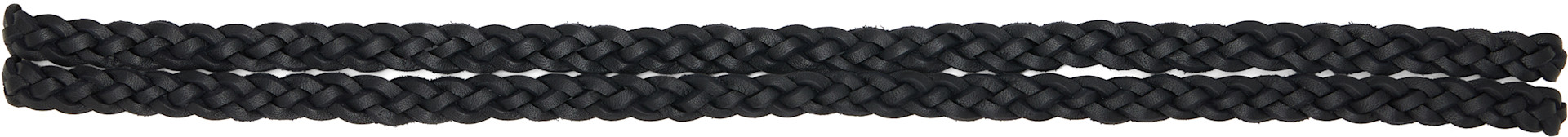ANINE BING: ブラック スモール Double Signature Link Braided ベルト