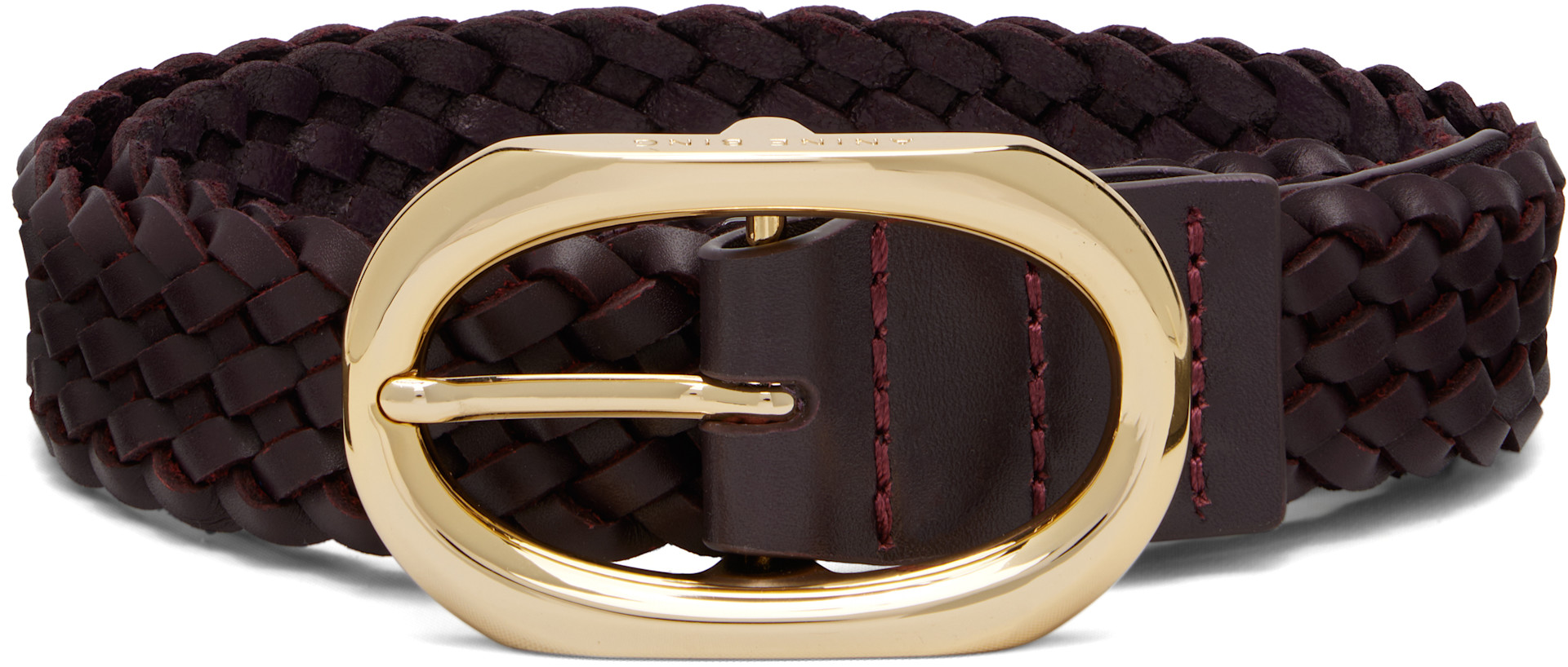 ANINE BING: Brown Signature Link Braided Belt | SSENSE