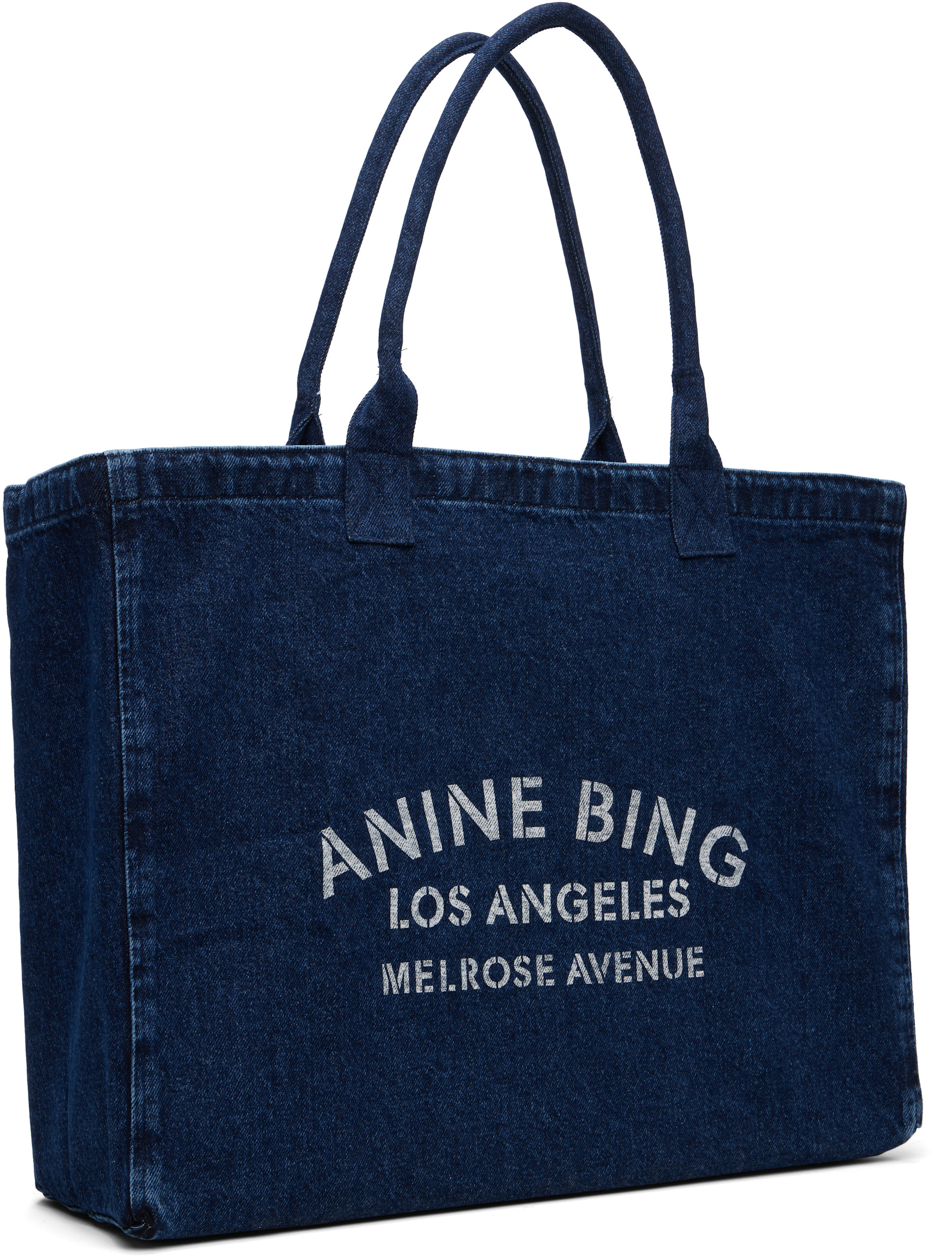 ANINE BING: Blue Leo Denim Tote | SSENSE Canada