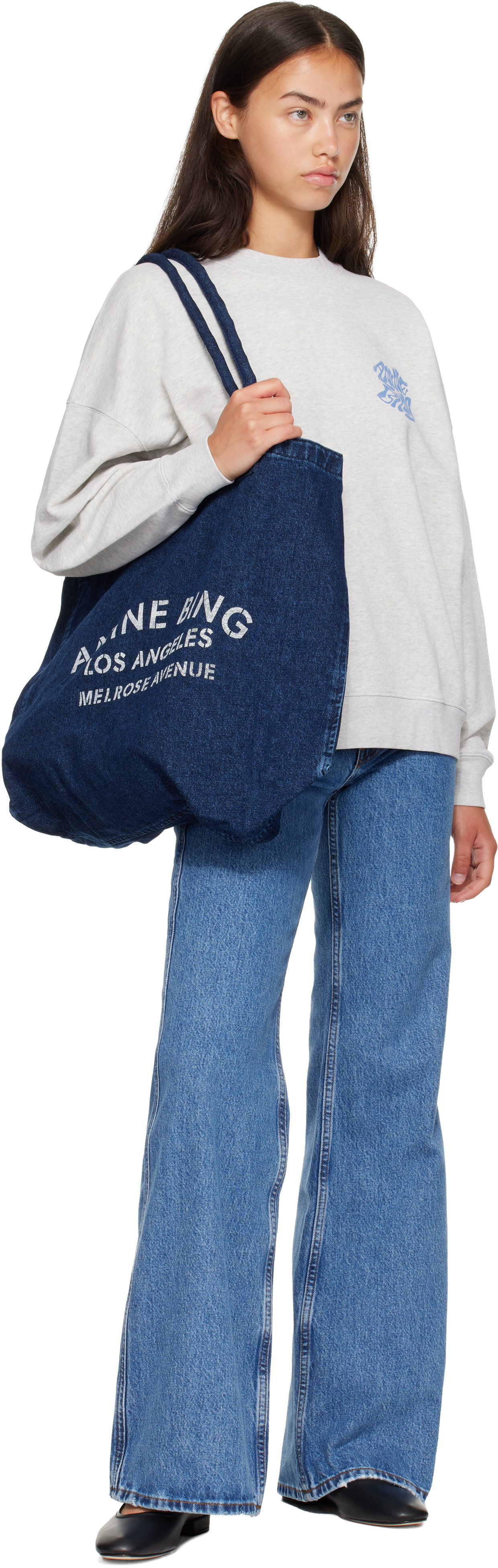ANINE BING - Cabas Leo bleu en denim